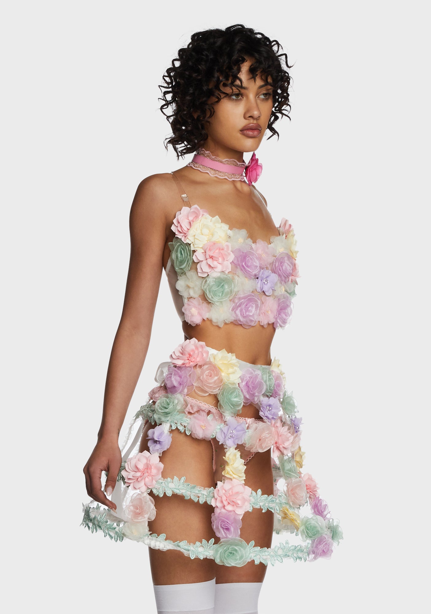 Sugar Thrillz Embroidered Flower Corset - Multi – Dolls Kill