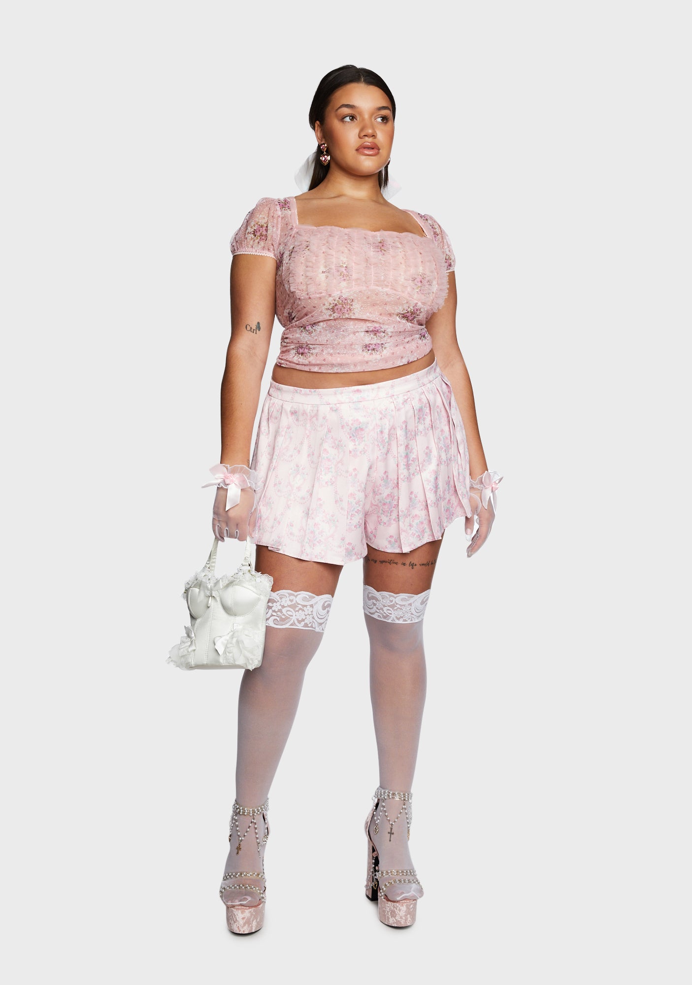 Plus Scandal Sheet Crop Top Pink Dolls Kill