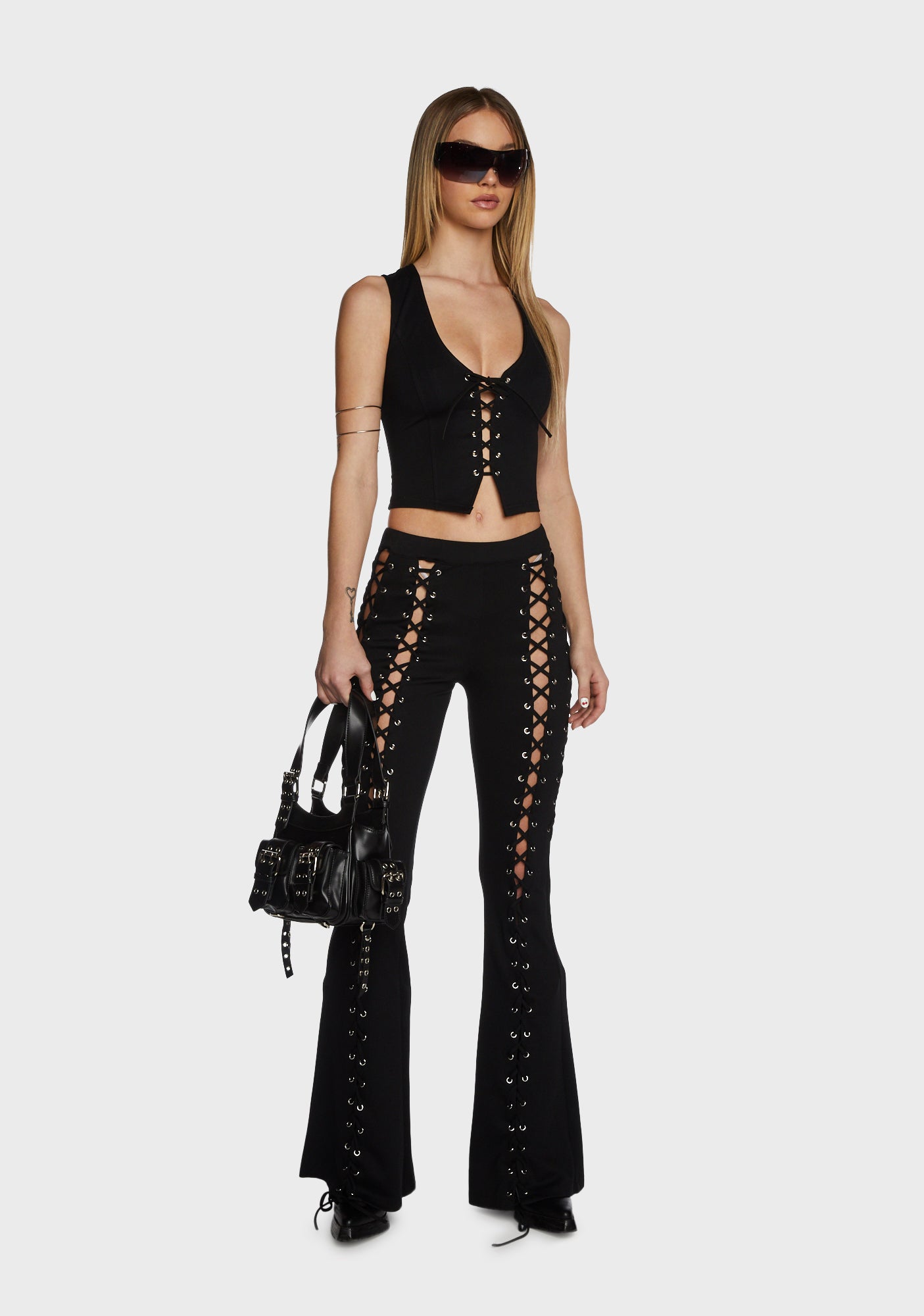 Current Mood Lace Up Vest - Black – Dolls Kill