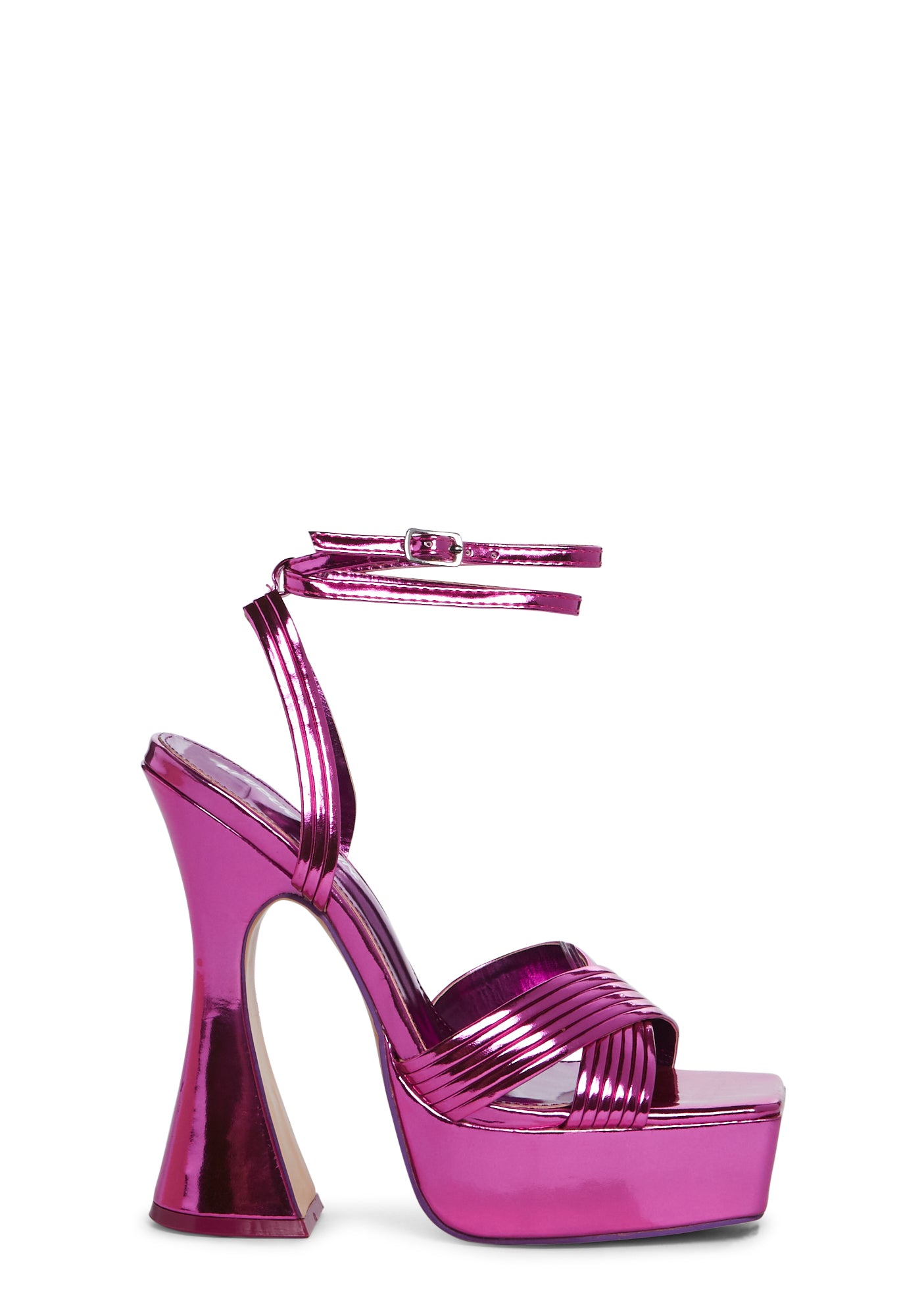 Public Desire Metallic Platform Heels- Pink – Dolls Kill