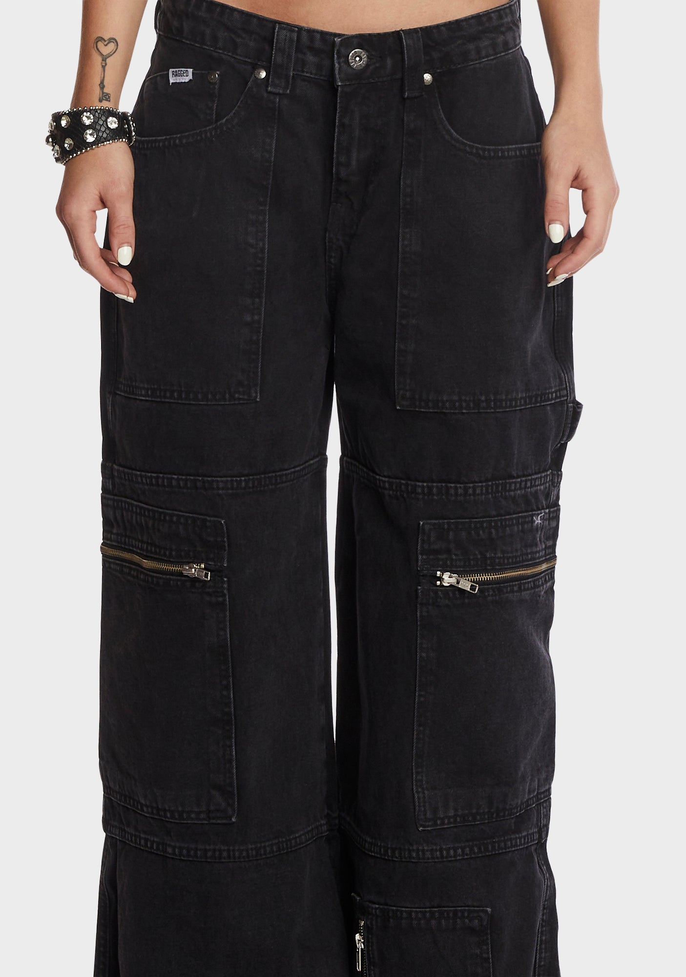 ワンピなど最旬ア！ The Kill Dolls – Black - Jeans Leg Wide Priest Ragged パンツ