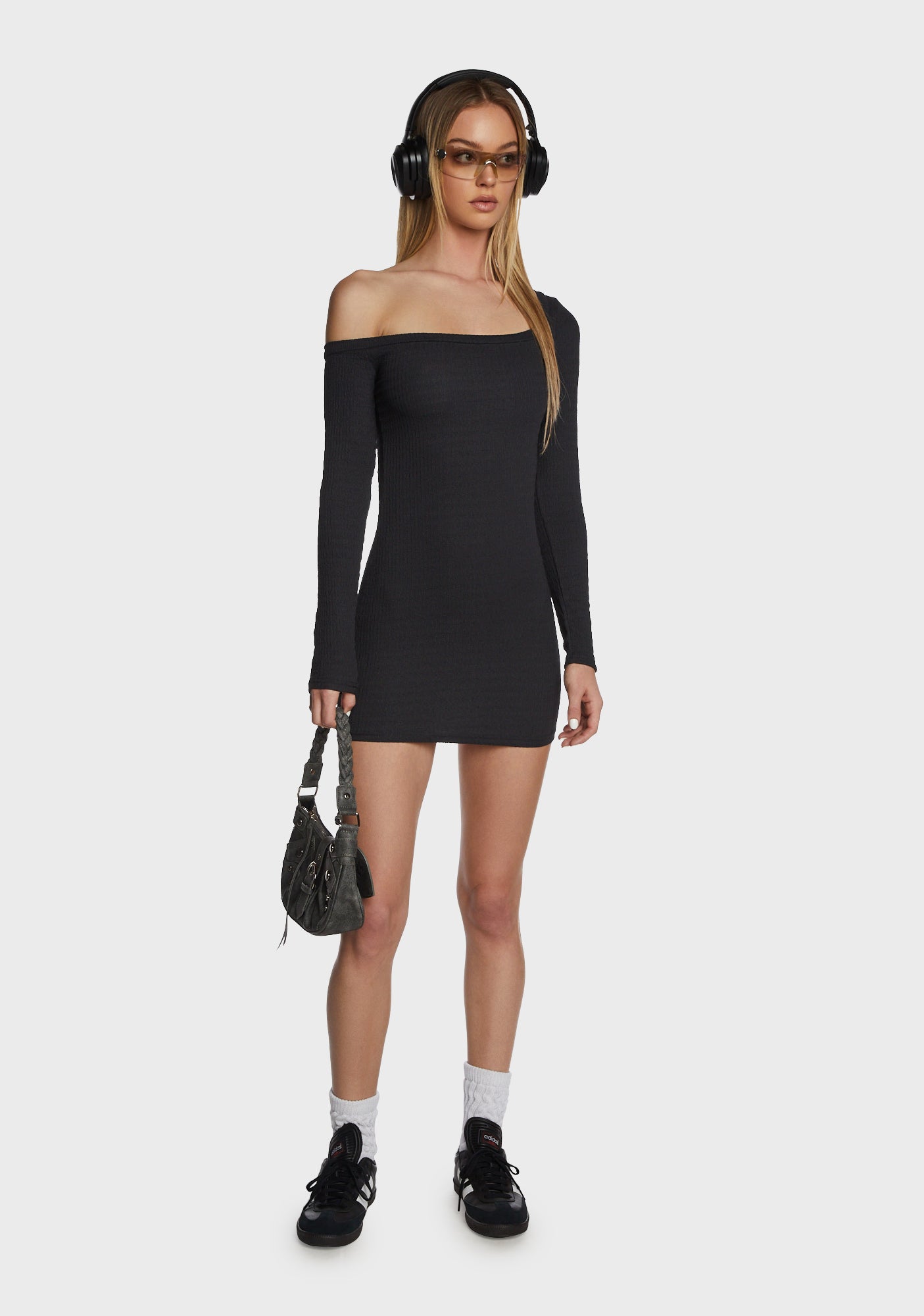 Motel One Shoulder Long Sleeve Mini Dress