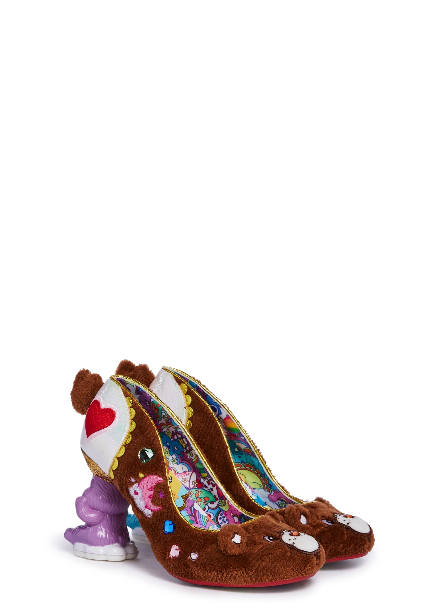 Irregular Choice Faux Fur Care Bear Heels Brown – Dolls Kill