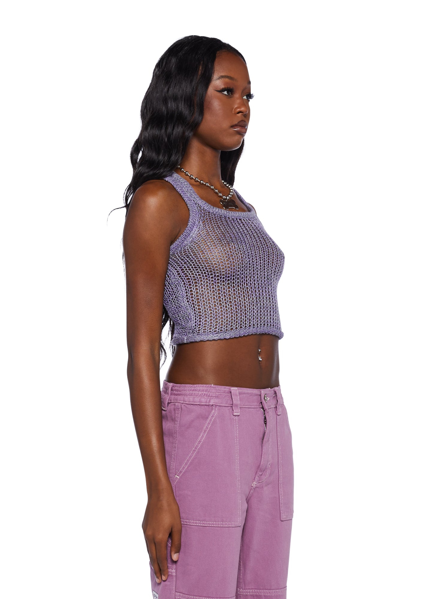 値引 Tank Knit Sheer BDG Top Kill Dolls – Purple - トップス