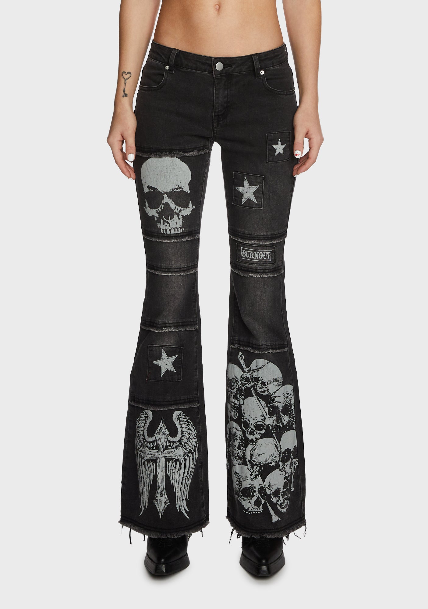 Current Mood Denim Patch Jeans - Black – Dolls Kill