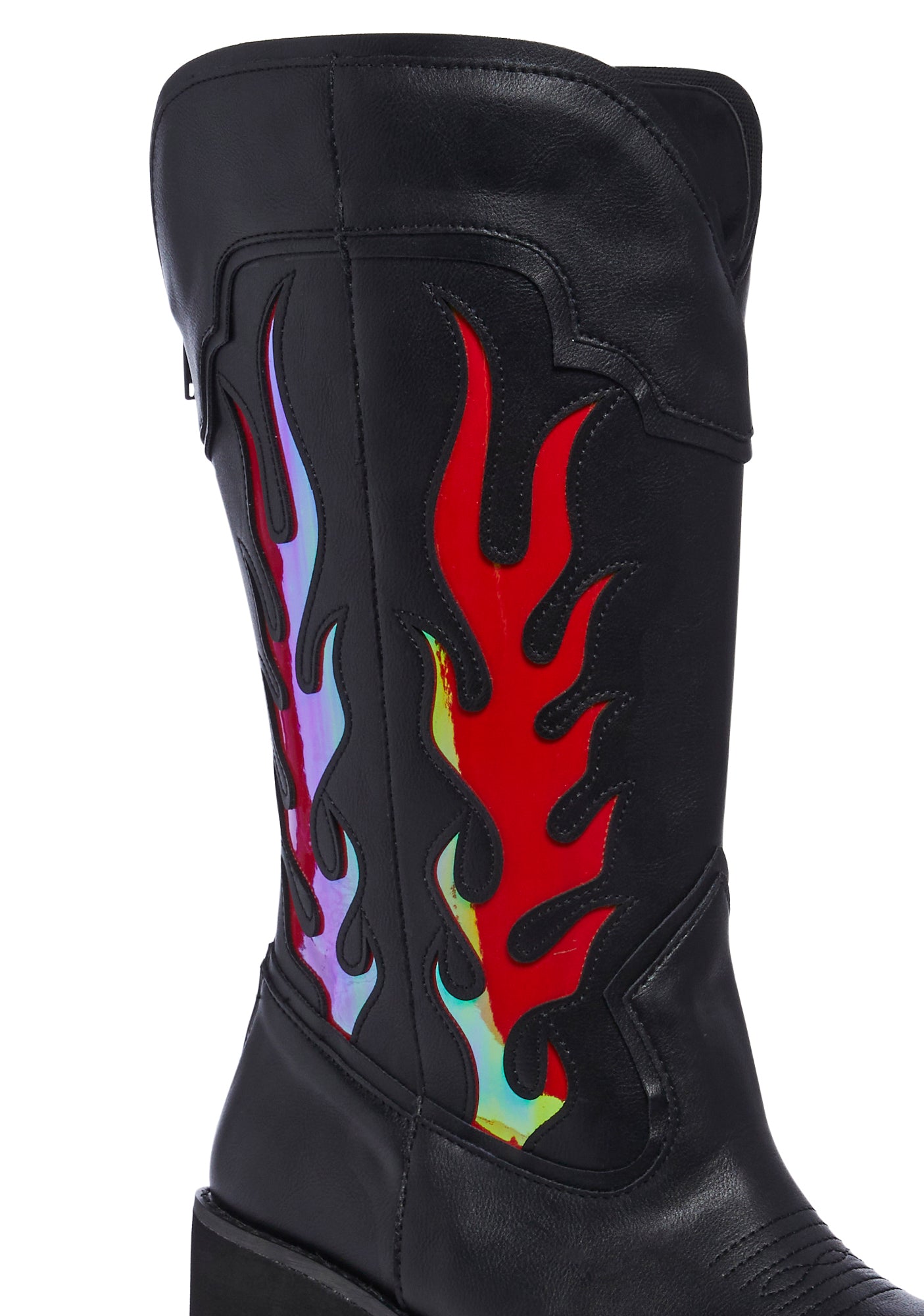 XTRA by YRU Flame Cowboy Vegan Leather Boots - Black/Red – Dolls Kill