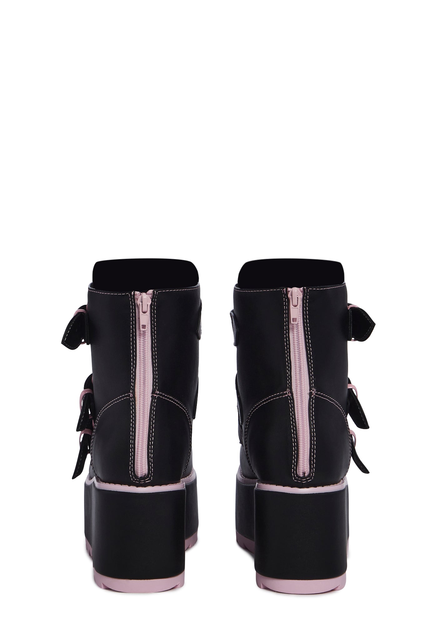 XTRA by YRU Platform Bow Ankle Boots - Black/Pink – Dolls Kill