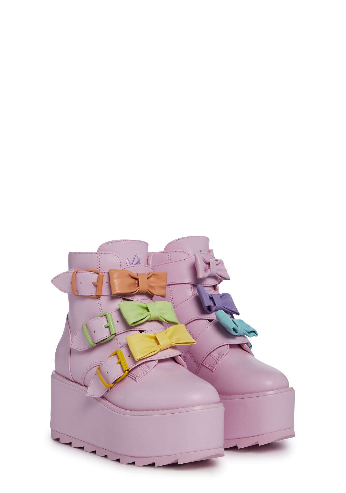 XTRA by YRU Platform Bow Ankle Boots Pink Dolls Kill