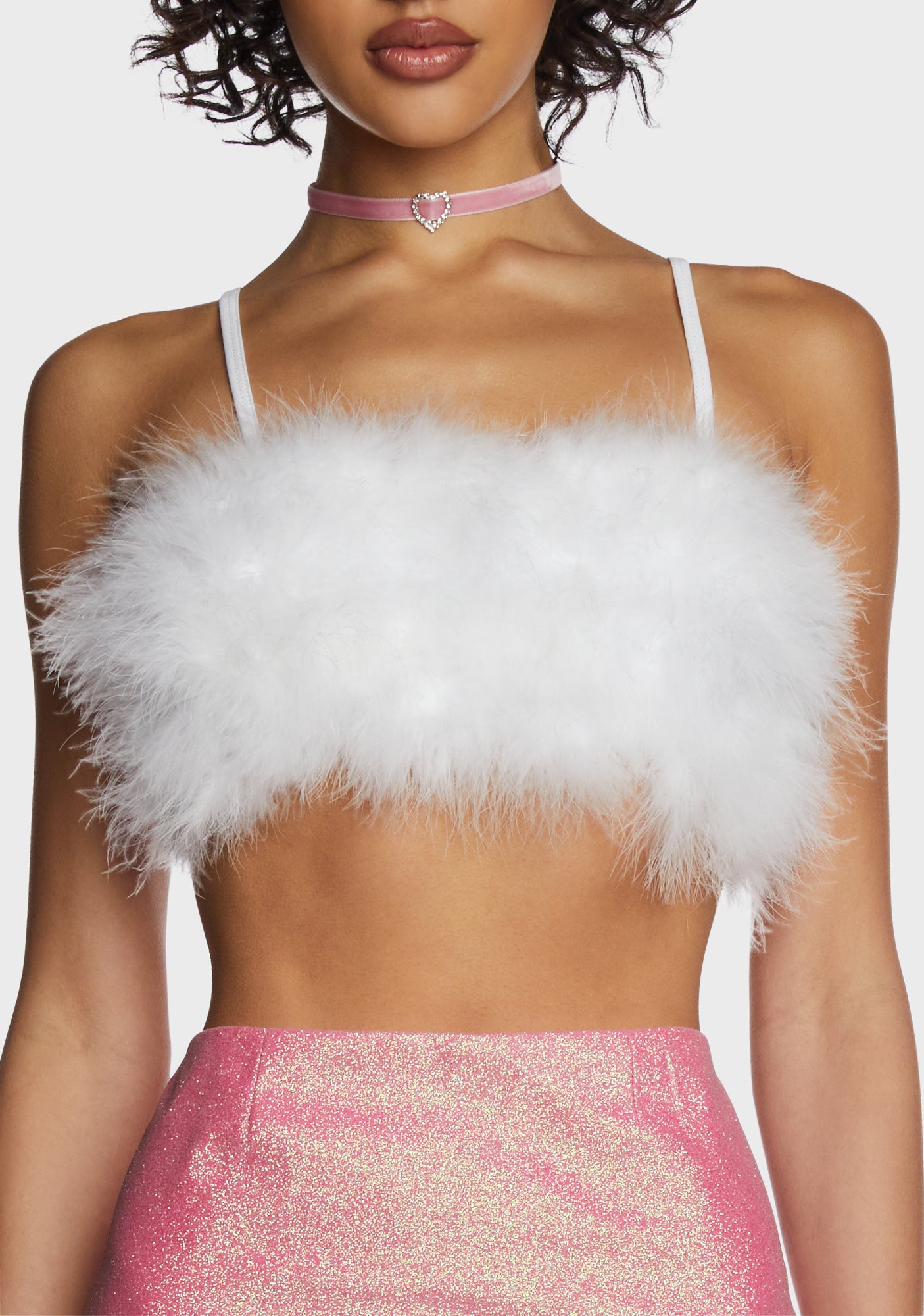 Sugar Thrillz Marabou Feather Tube Top White Dolls Kill