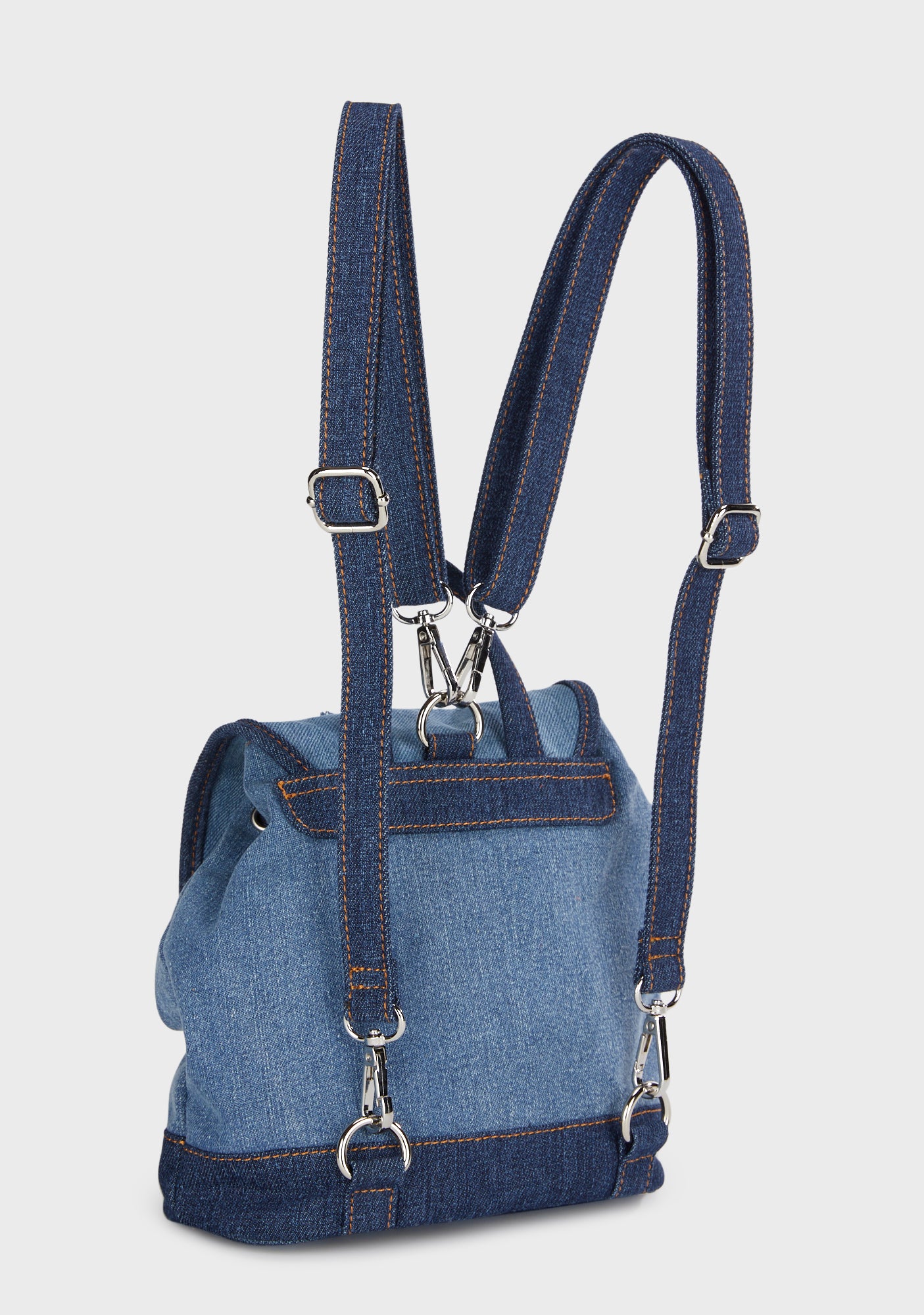 Current Mood Denim Embroidered Patch Mini Backpack - Blue – Dolls Kill