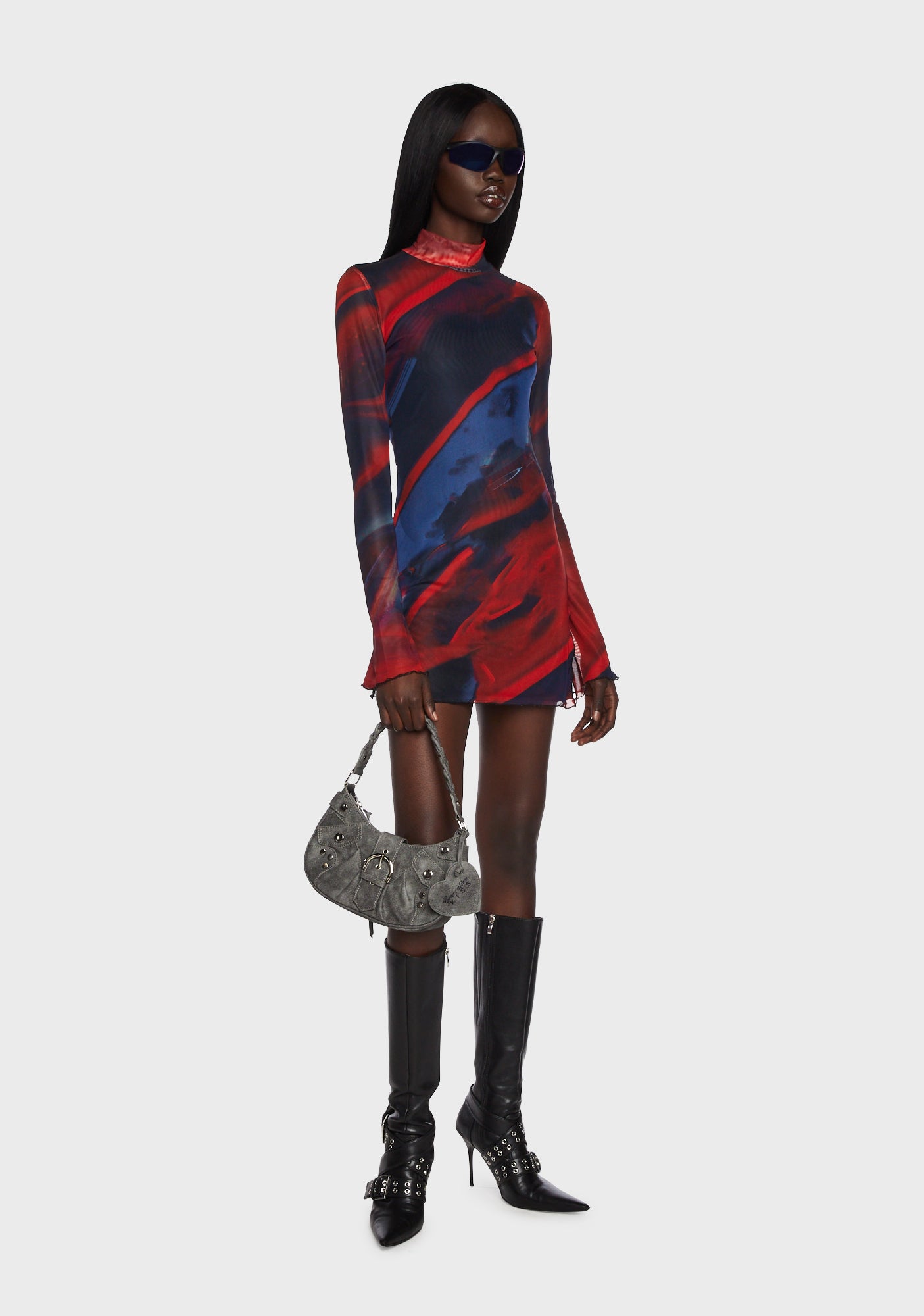 edikted mesh dress Edikted Abstract Print Mini Mesh Dress