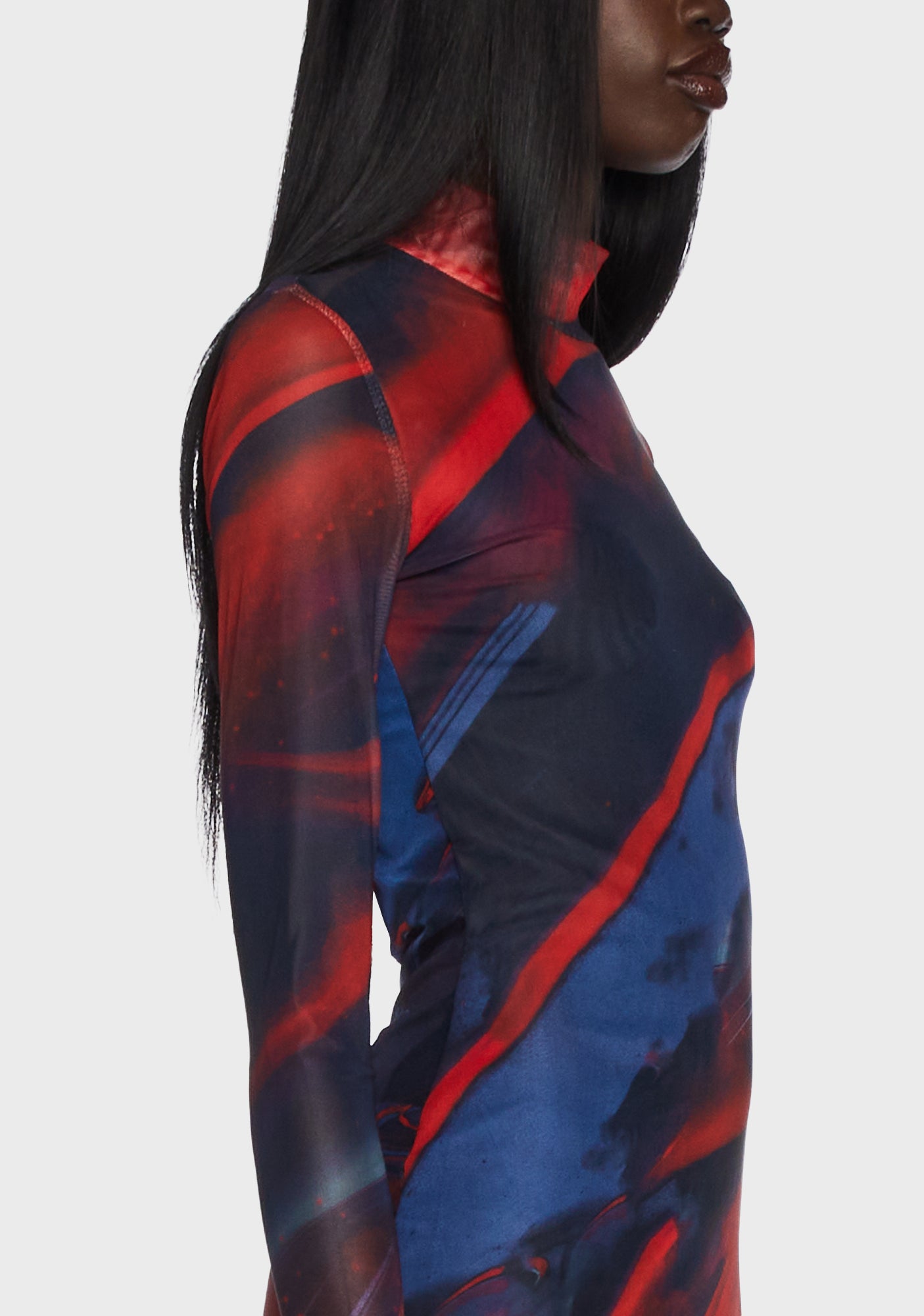 Edikted Abstract Print Mini Mesh Dress