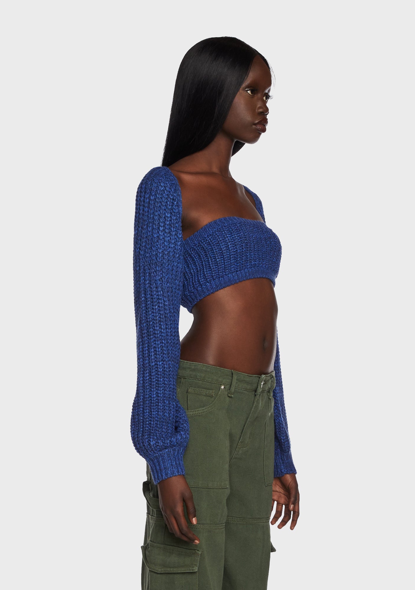 Edikted Knit Bandeau Shrug Sweater Set - Blue – Dolls Kill