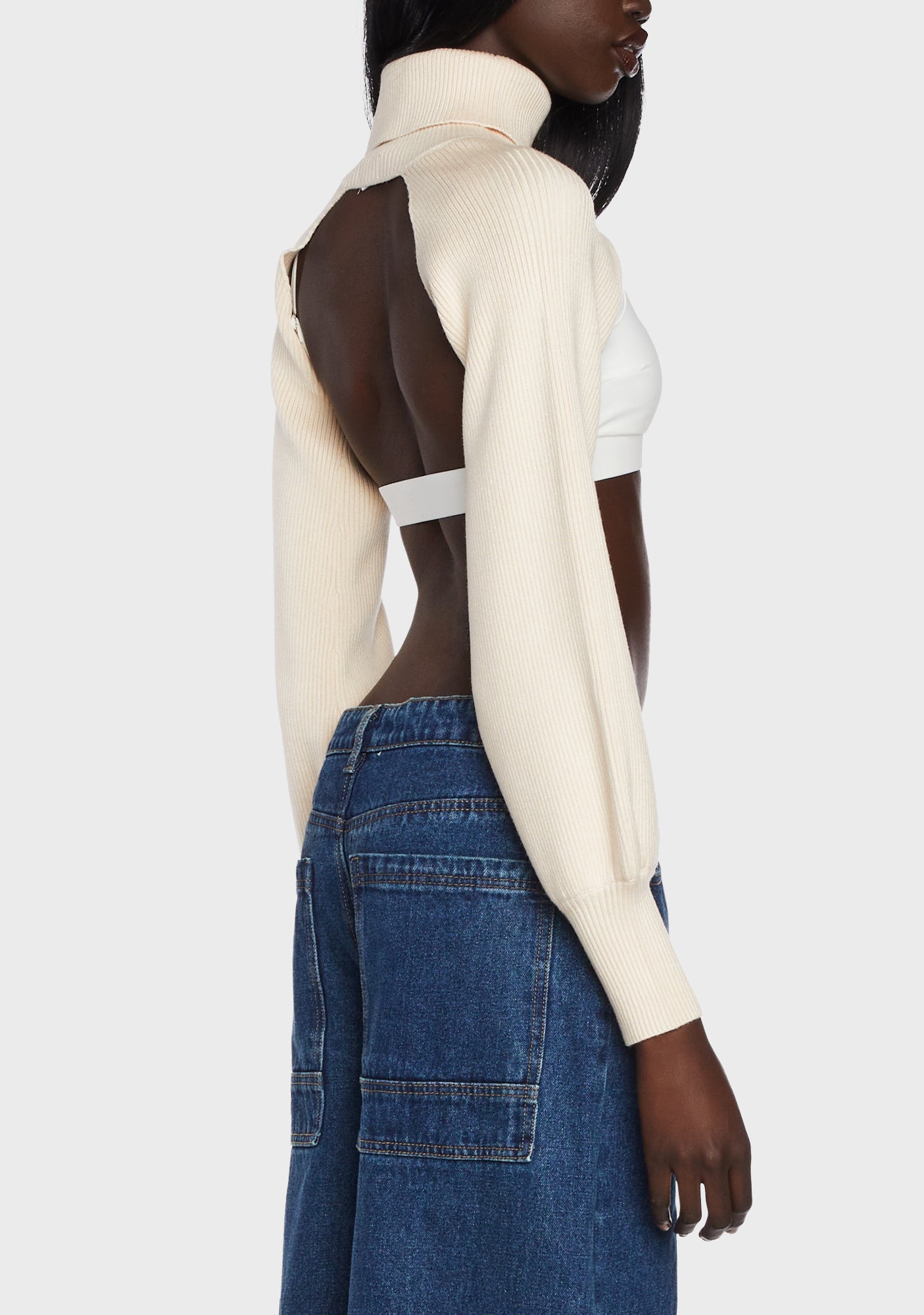 Edikted Turtleneck Shrug Sweater Off White Dolls Kill