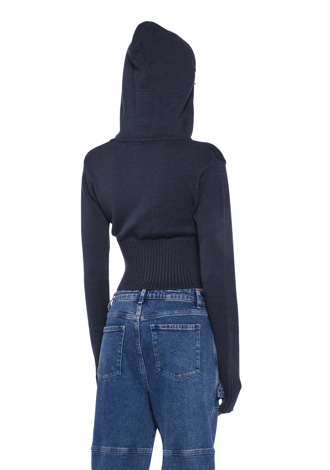 Black knitted hooded cardigan new arrivals