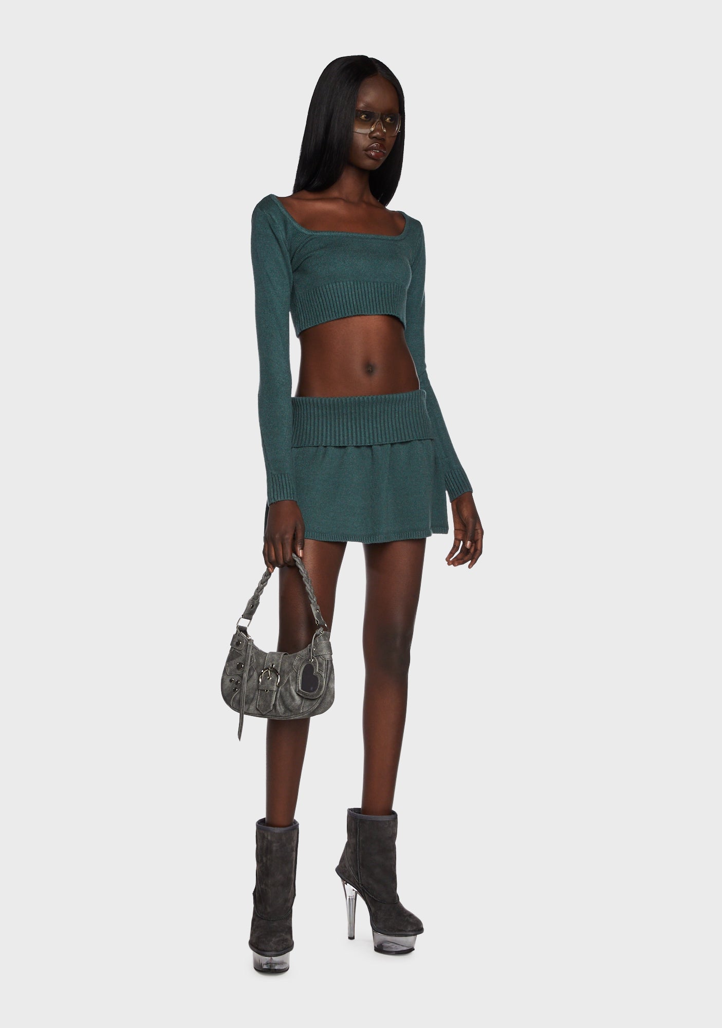 Edikted Low Rise Knit Mini Skirt - Green – Dolls Kill