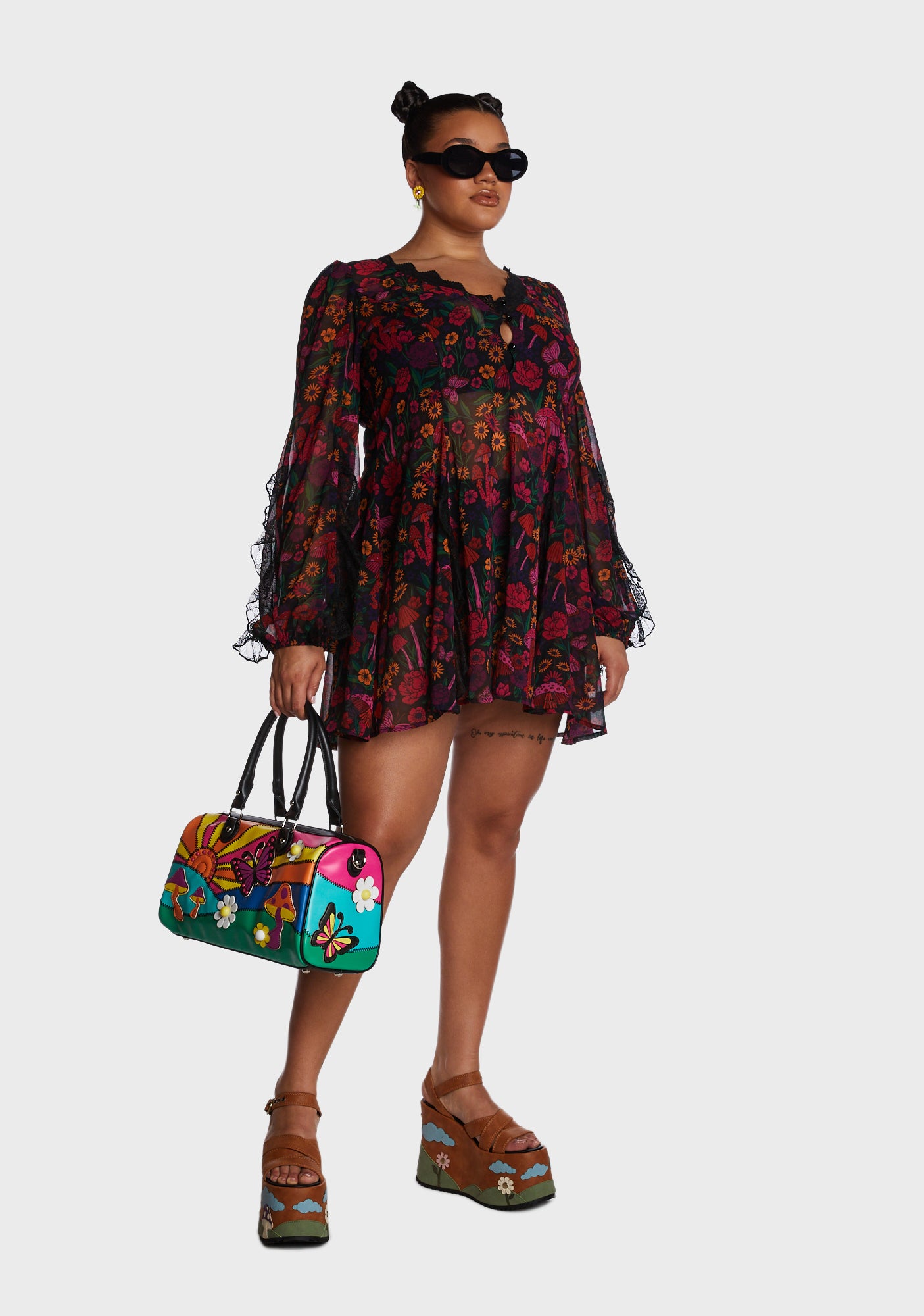 dolls kill daydreamer floral mini dress Plus Daydreamer Floral Mini Dress
