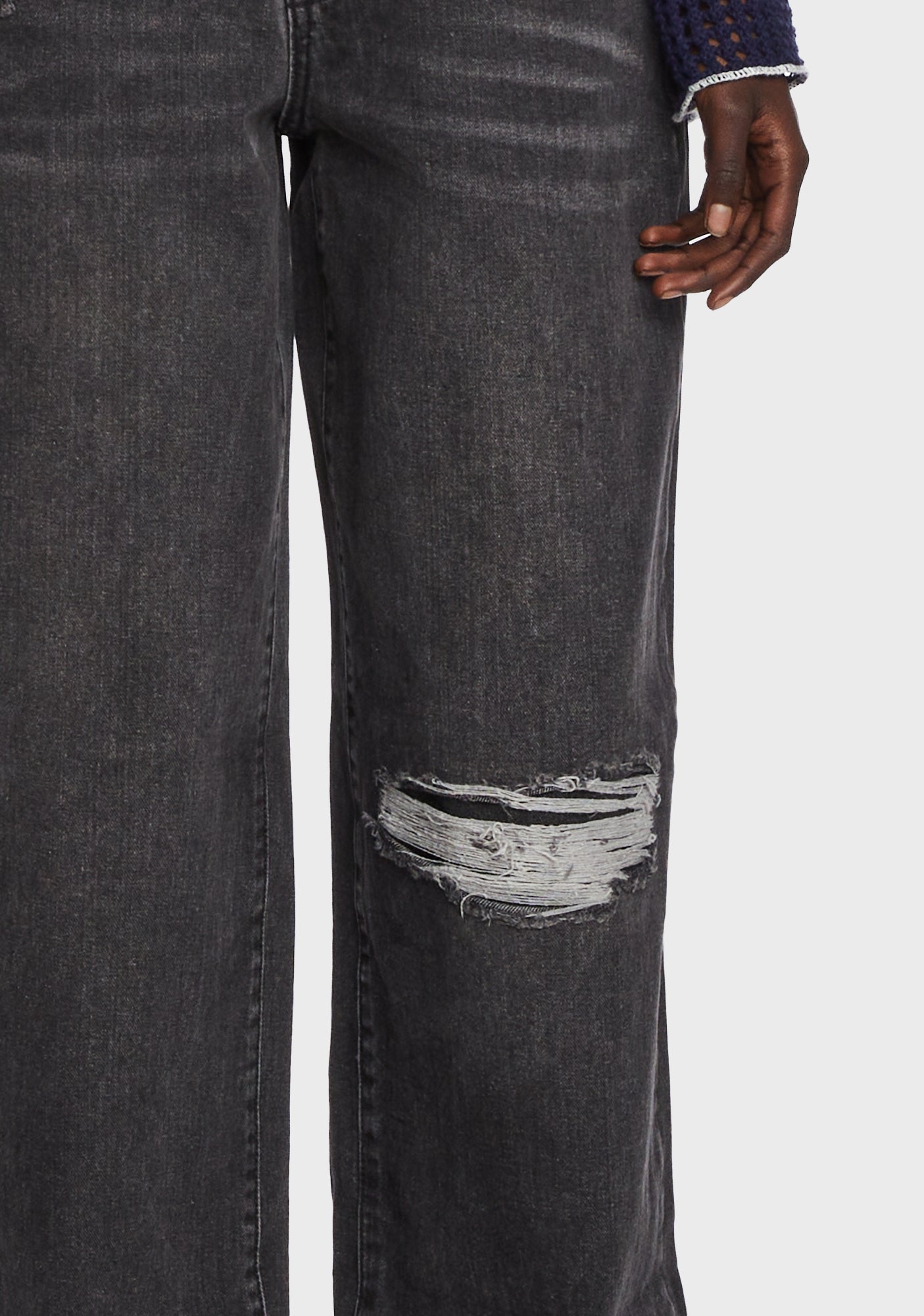 Momokrom Wide Leg Ripped Baggy Jeans - Black – Dolls Kill