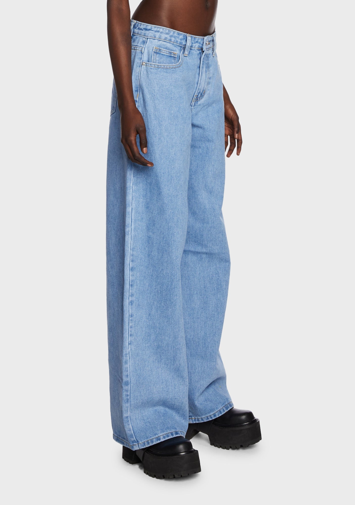【KOOLOSET】Non-Fade Curved Denim JK Momokrom Baggy Denim Jeans - Blue – Dolls Kill