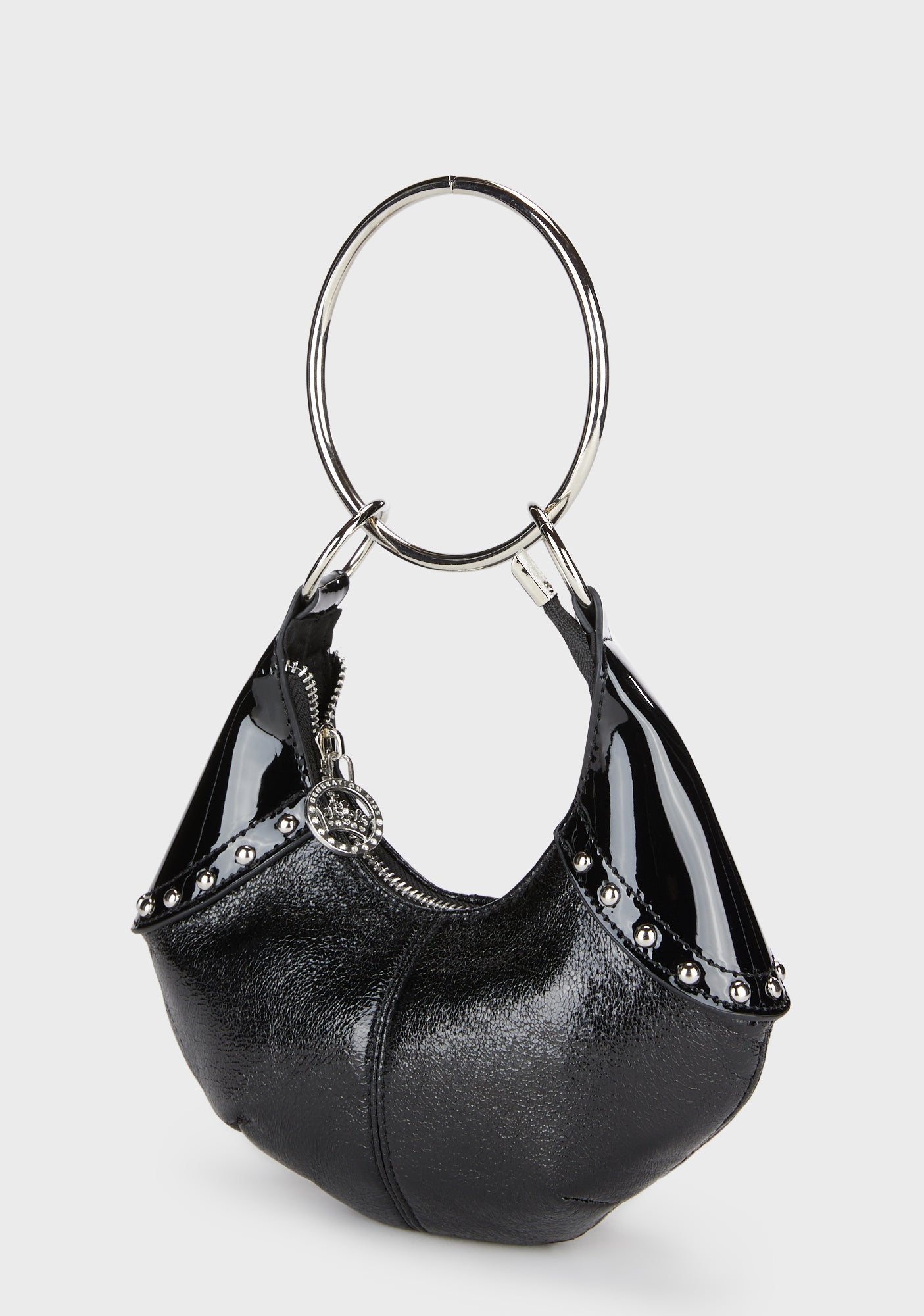 Generation Kiss Vegan Leather Stud O Ring Handbag - Black – Dolls Kill