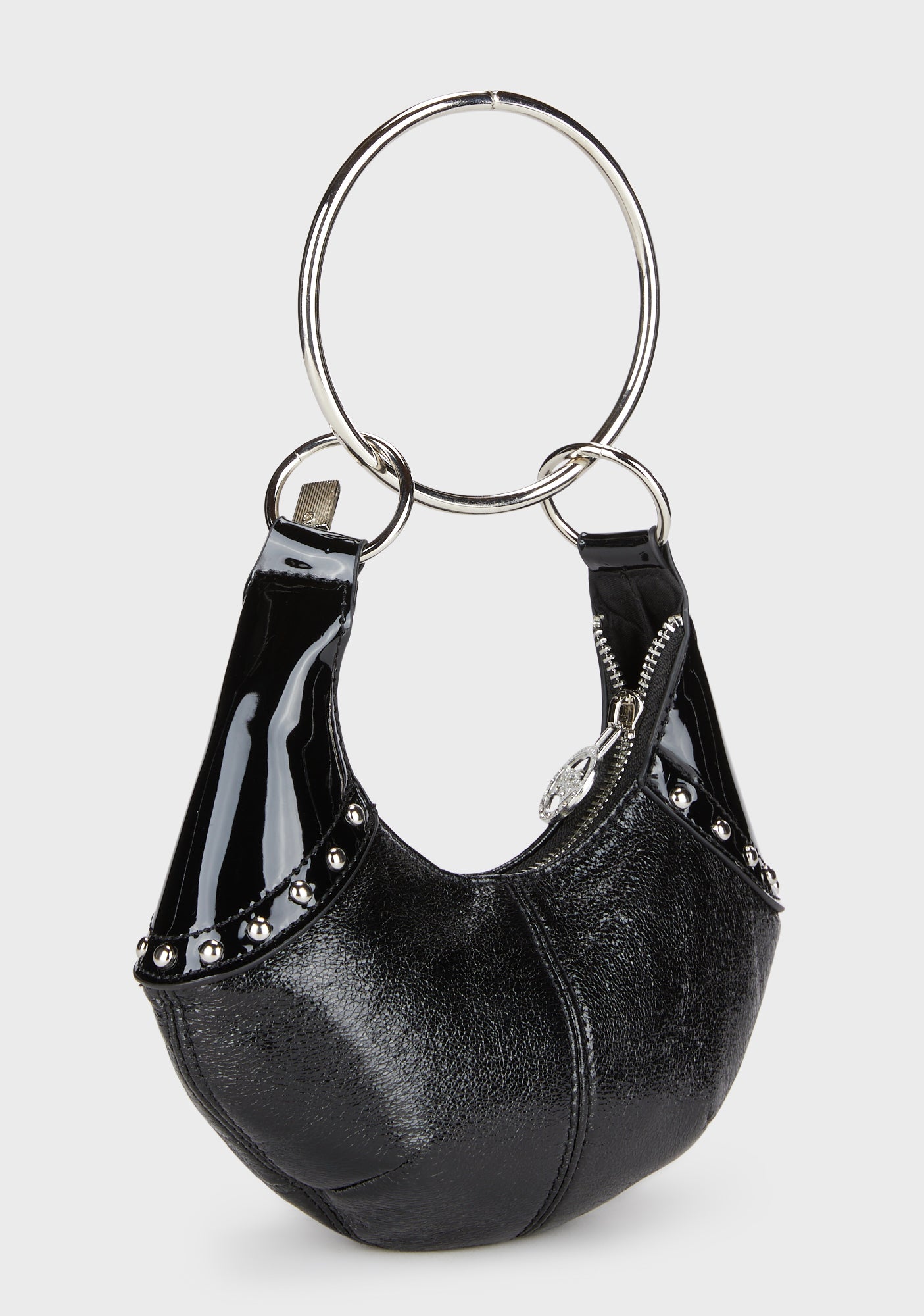 Generation Kiss Vegan Leather Stud O Ring Handbag - Black – Dolls Kill