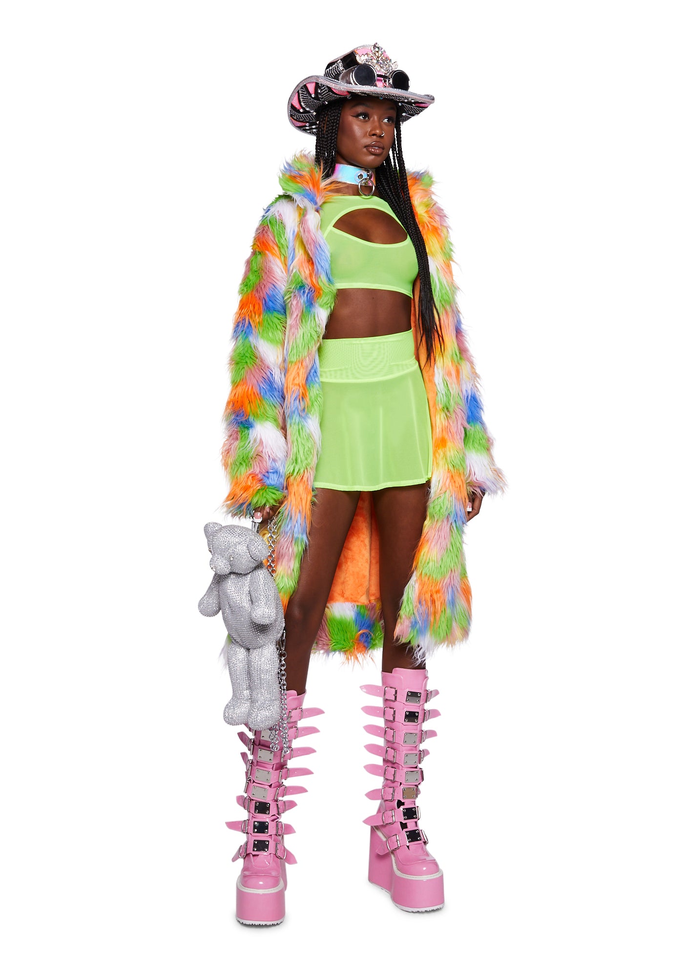 J Valentine Sheer Mesh Mini Skirt Neon Yellow Dolls Kill