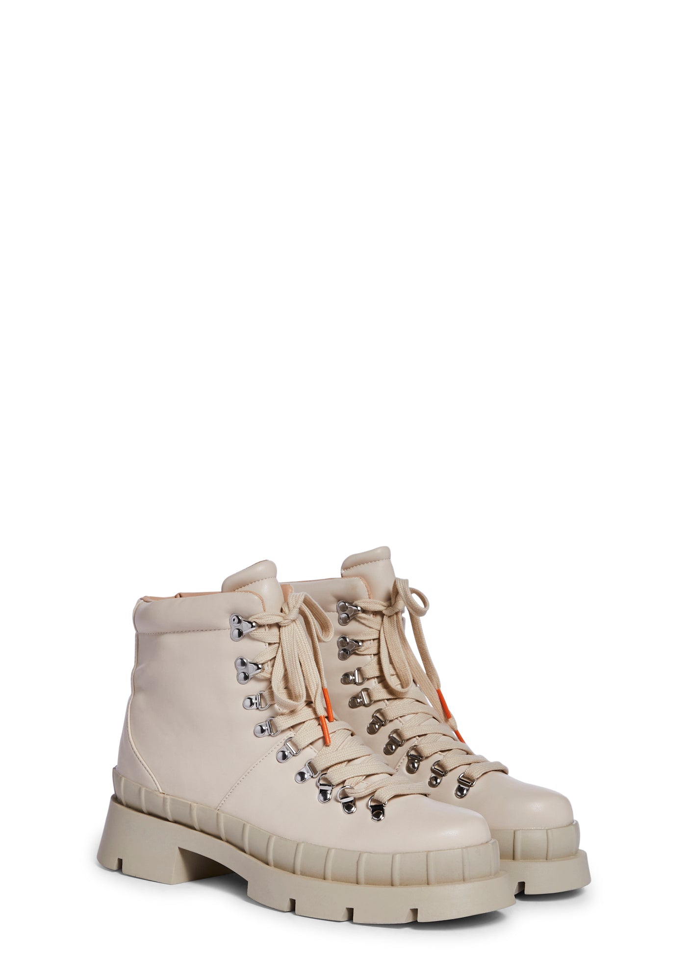 Public Desire Vegan Leather Chunky Ankle Hiker Boots Off White Dolls Kill