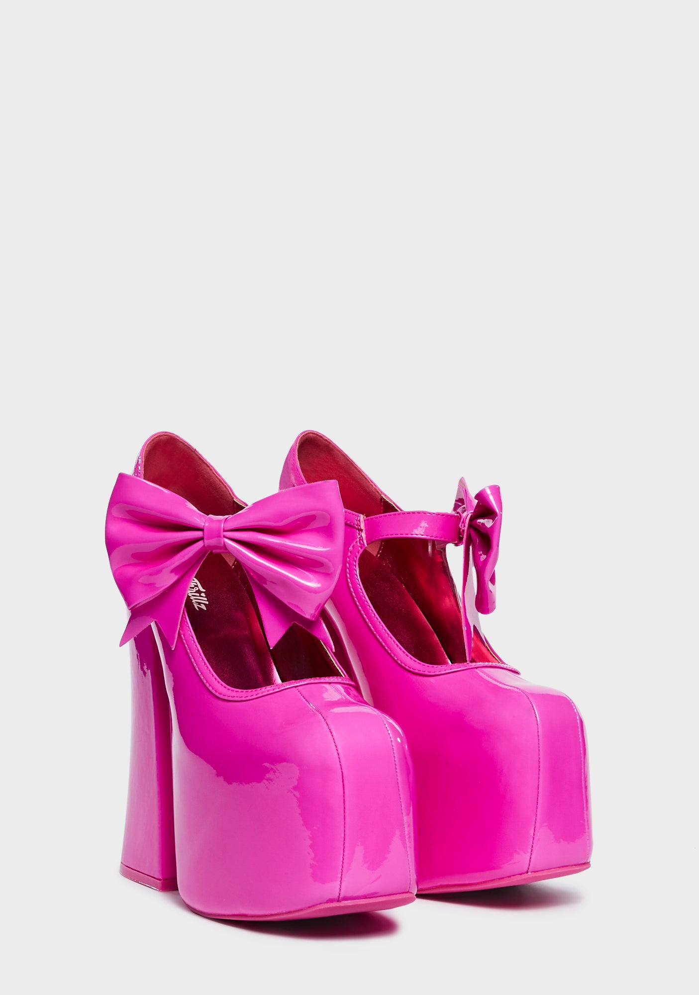 Sugar Thrillz Patent Platform Bow Heels - Pink – Dolls Kill
