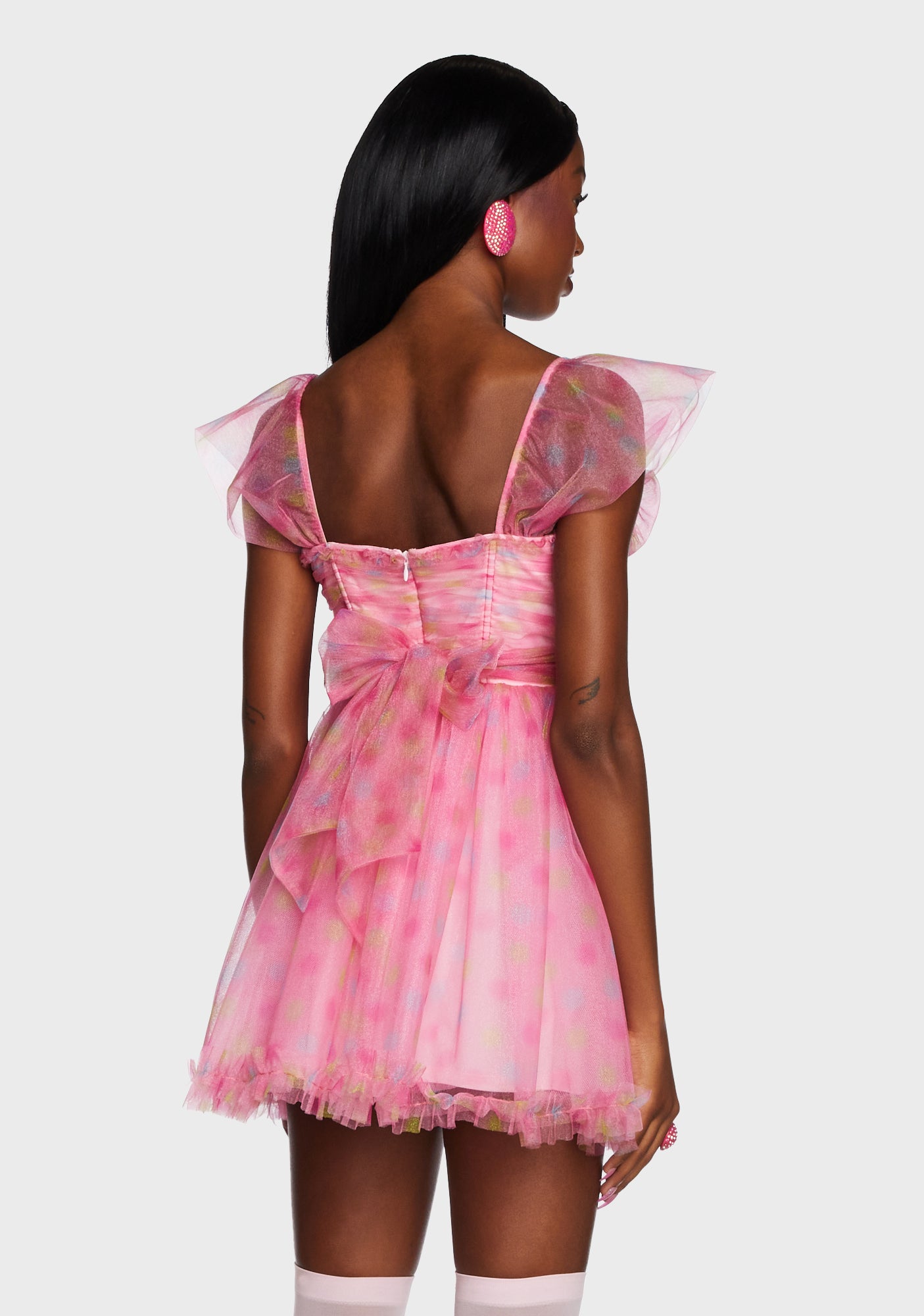 Sugar Thrillz Polka Dot Organza Tulle Mini Dress - Pink – Dolls Kill