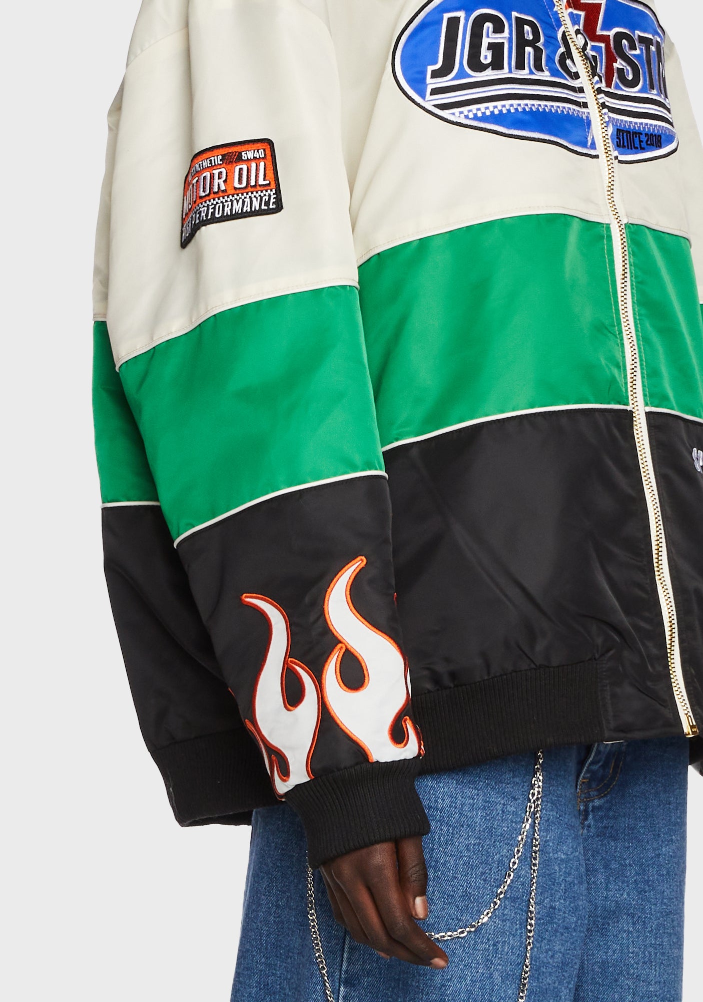 Jagger & Stone Oversized Moto Jacket -Multi – Dolls Kill