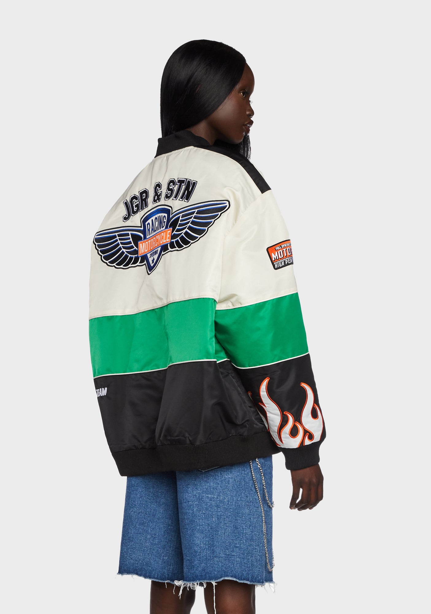 Jagger & Stone Oversized Moto Jacket -Multi – Dolls Kill