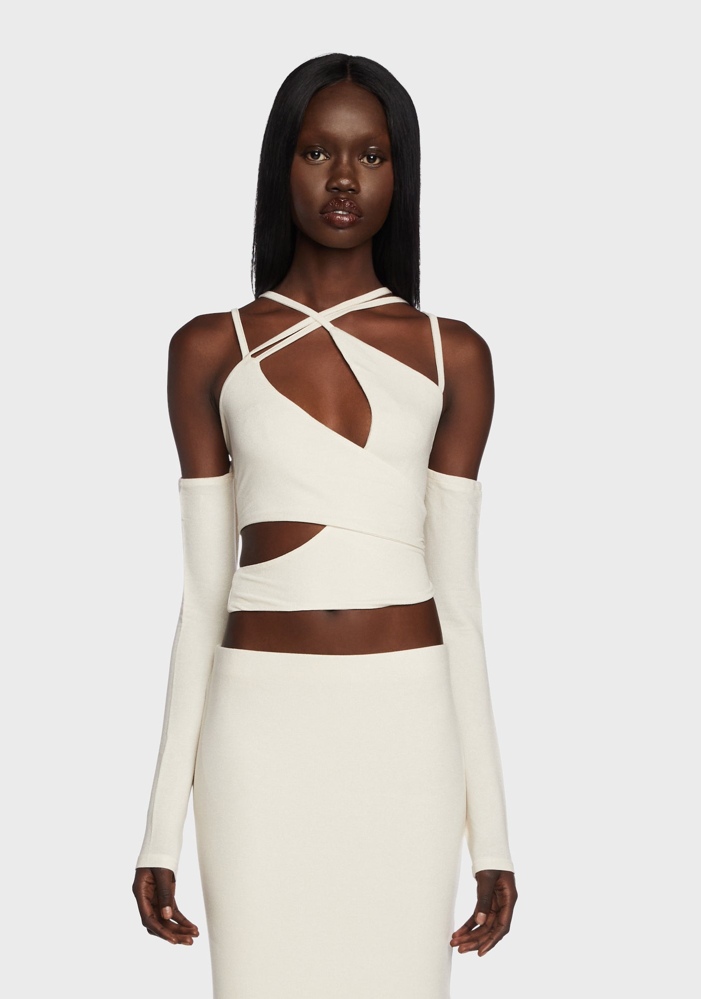Jagger & Stone Cut Out Crop top - White – Dolls Kill