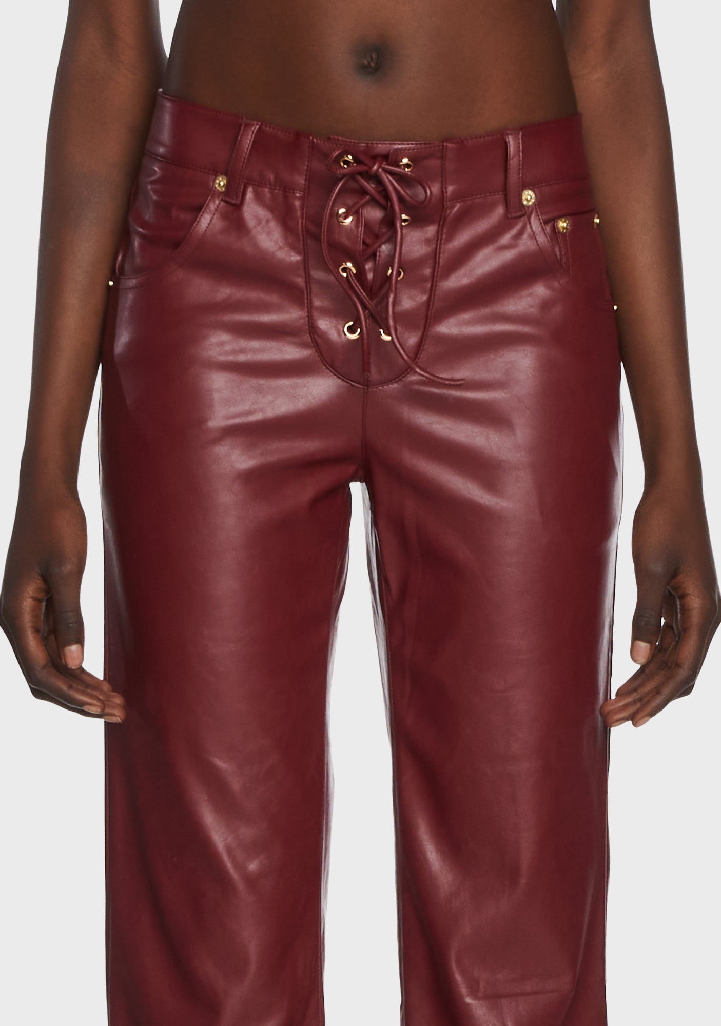 Jagger & Stone Vegan Leather Lace Up Pants Red Dolls Kill