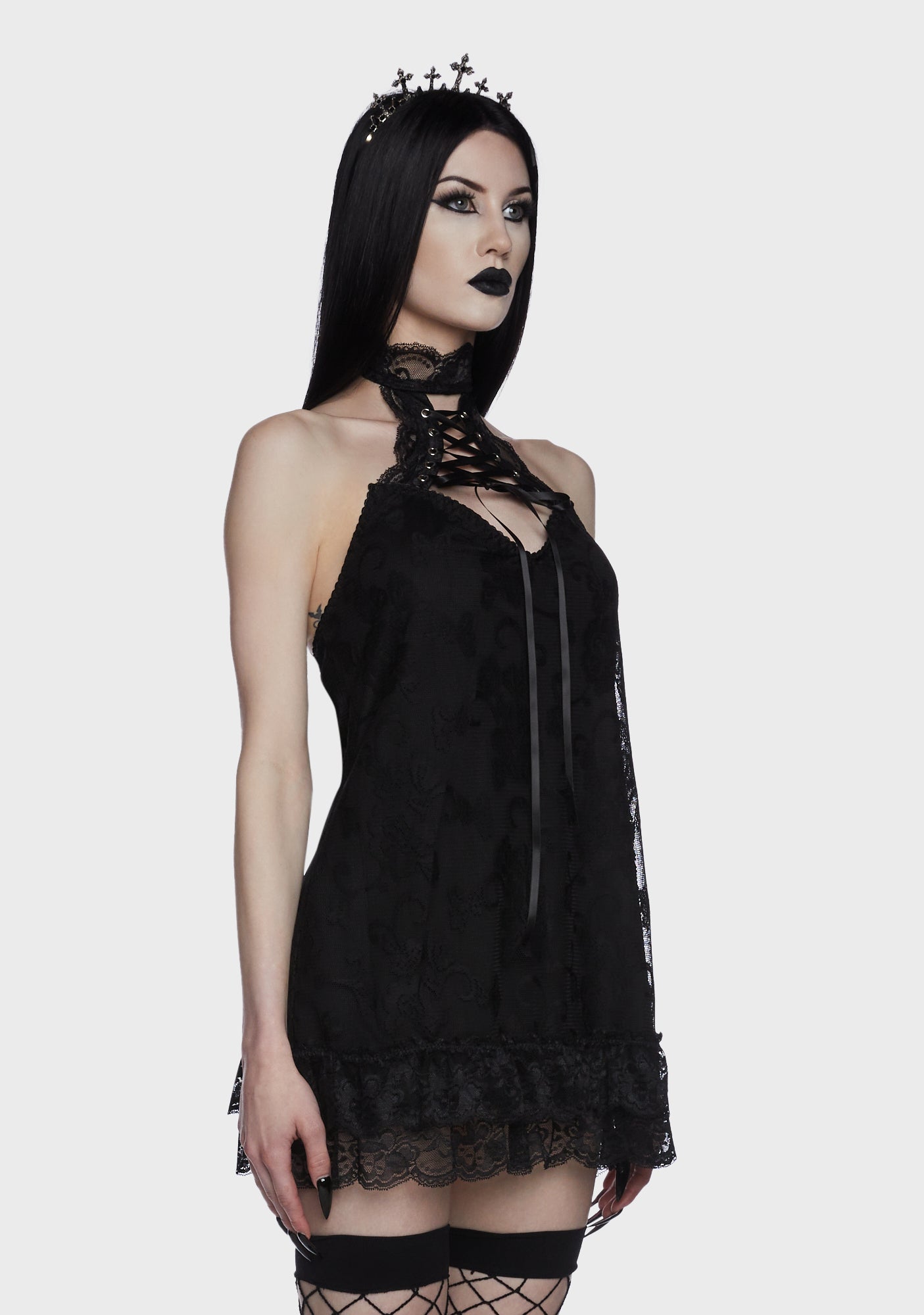 Widow Lace Mini Dress - Black – Dolls Kill