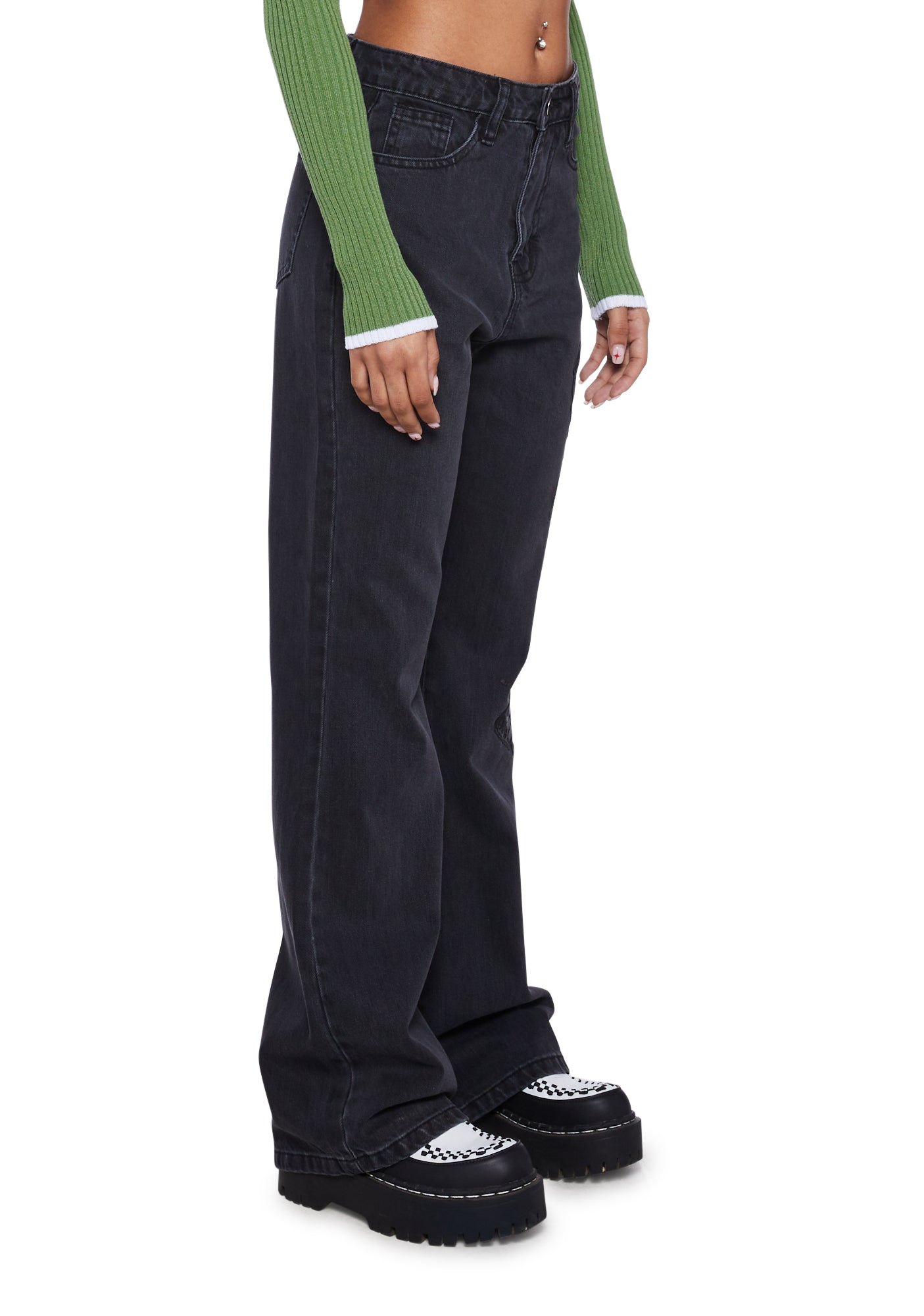 Daisy Street Butterfly Jeans Black Dolls Kill