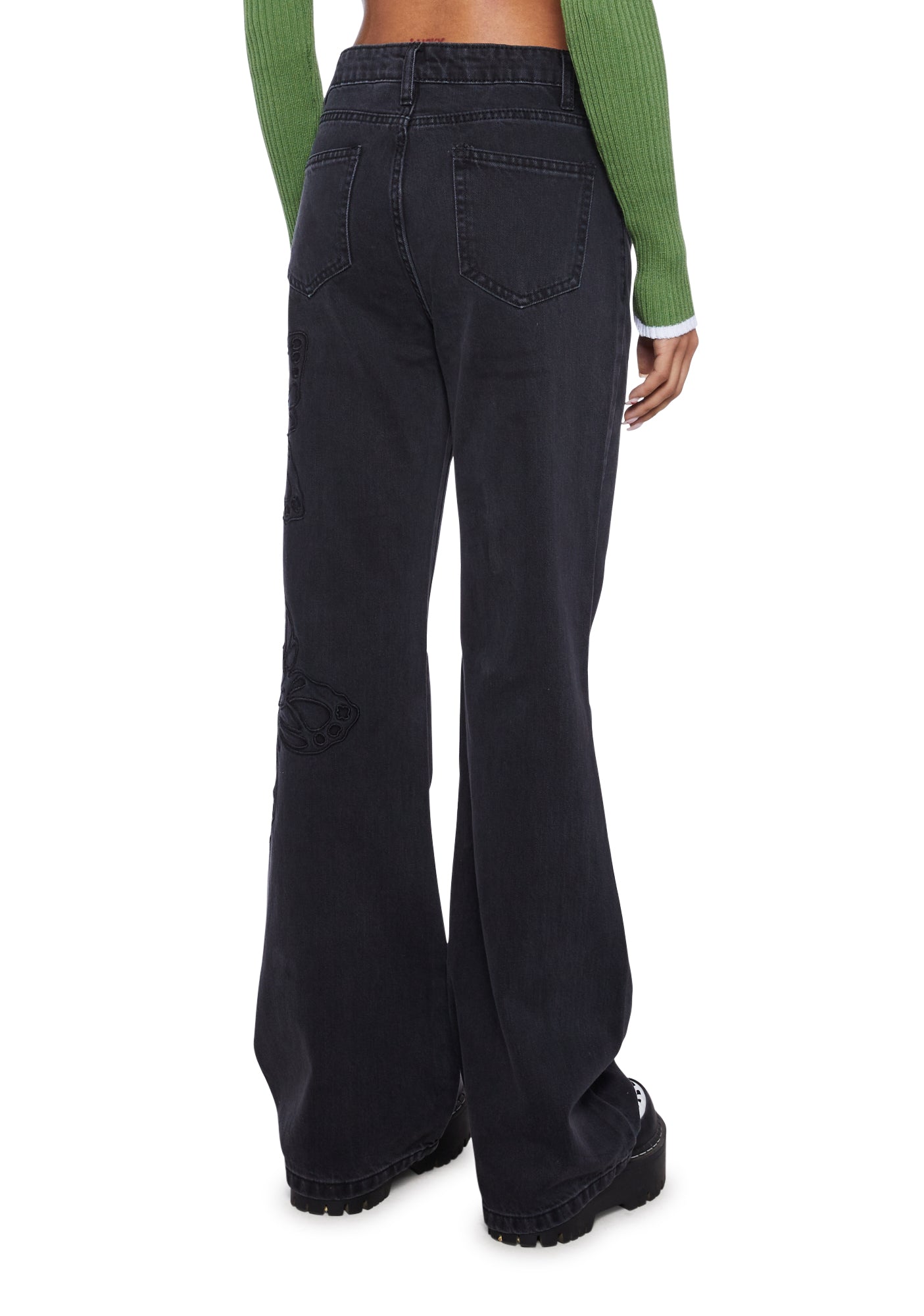 Daisy Street Butterfly Jeans Black Dolls Kill