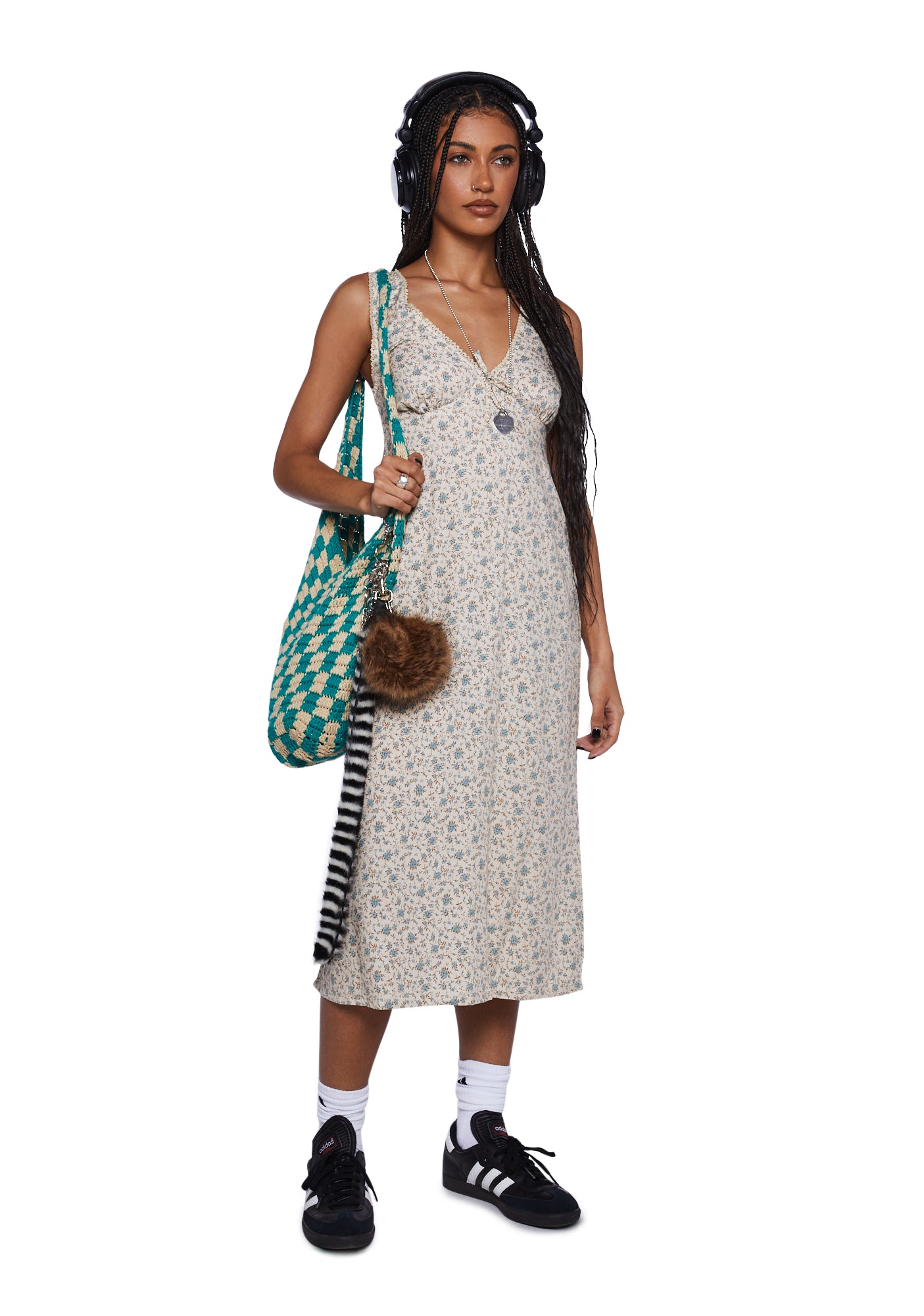 Motel Floral Print Midi Dress