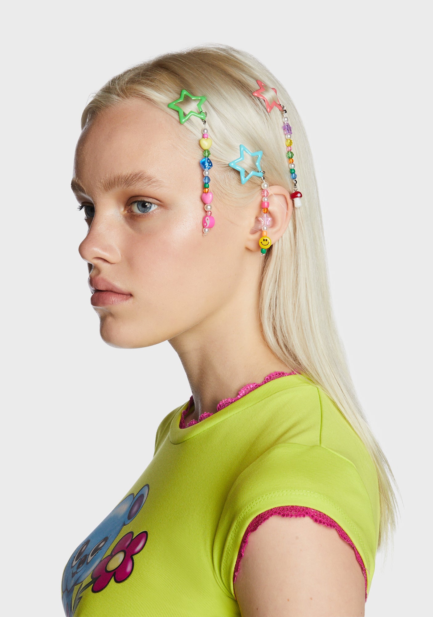 Star Bead Charm Hair Clips Set Multi Dolls Kill