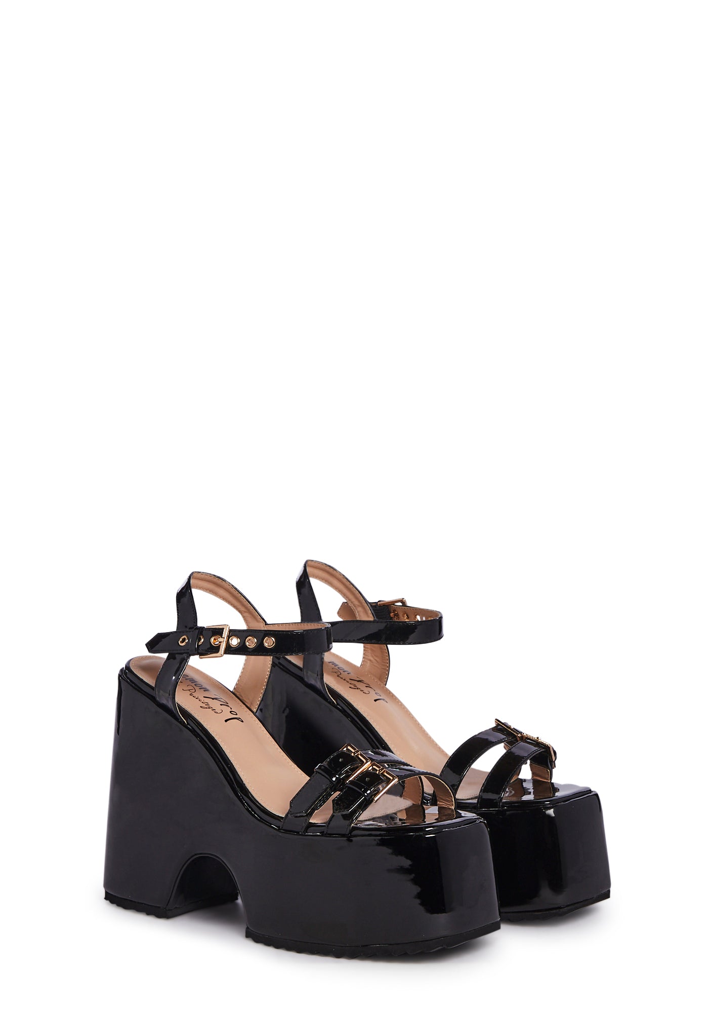 Lemon By Privileged Platform Wedge Sandals - Black – Dolls Kill