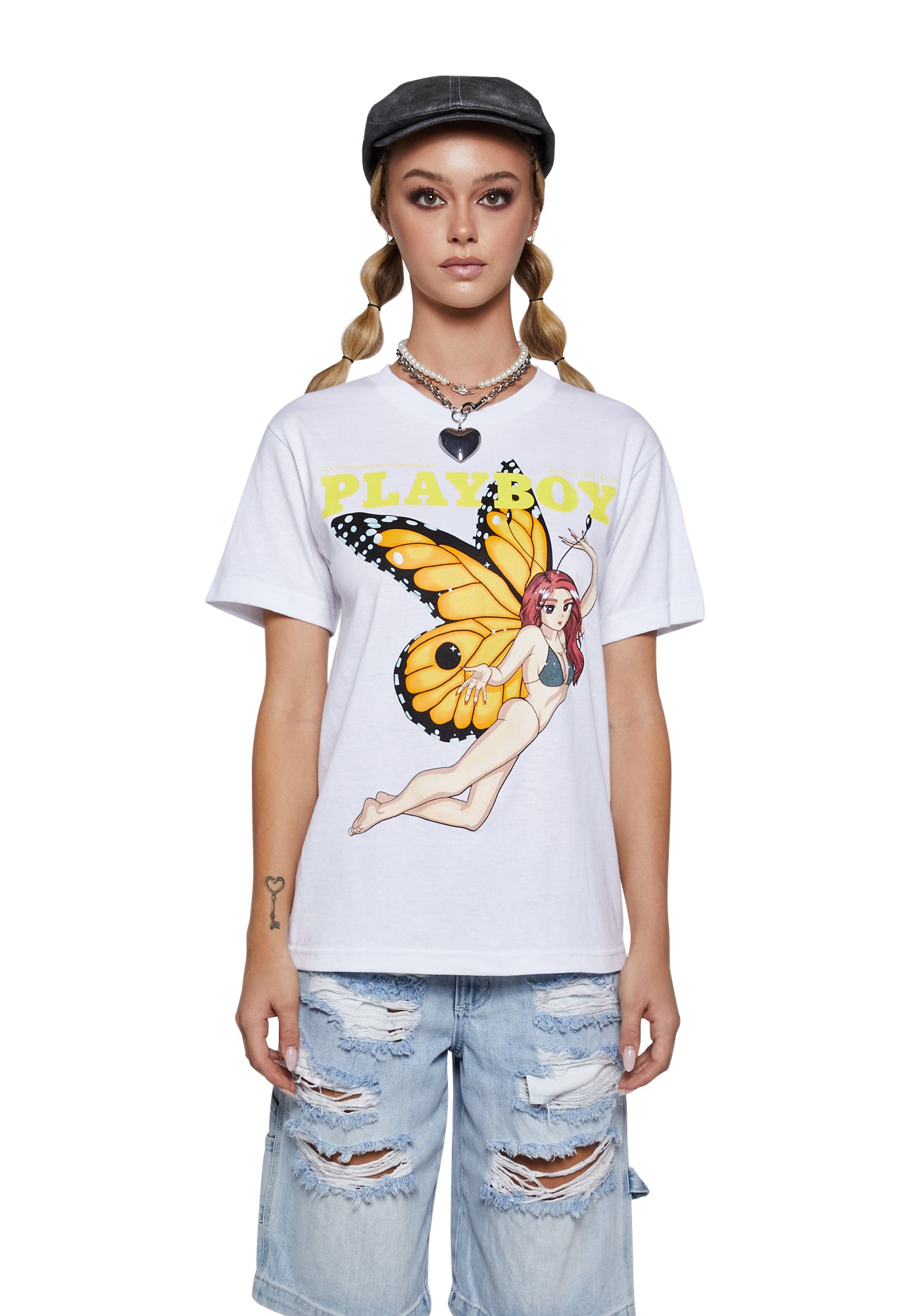 Color Bars x Playboy Butterfly Graphic Tee - White – Dolls Kill