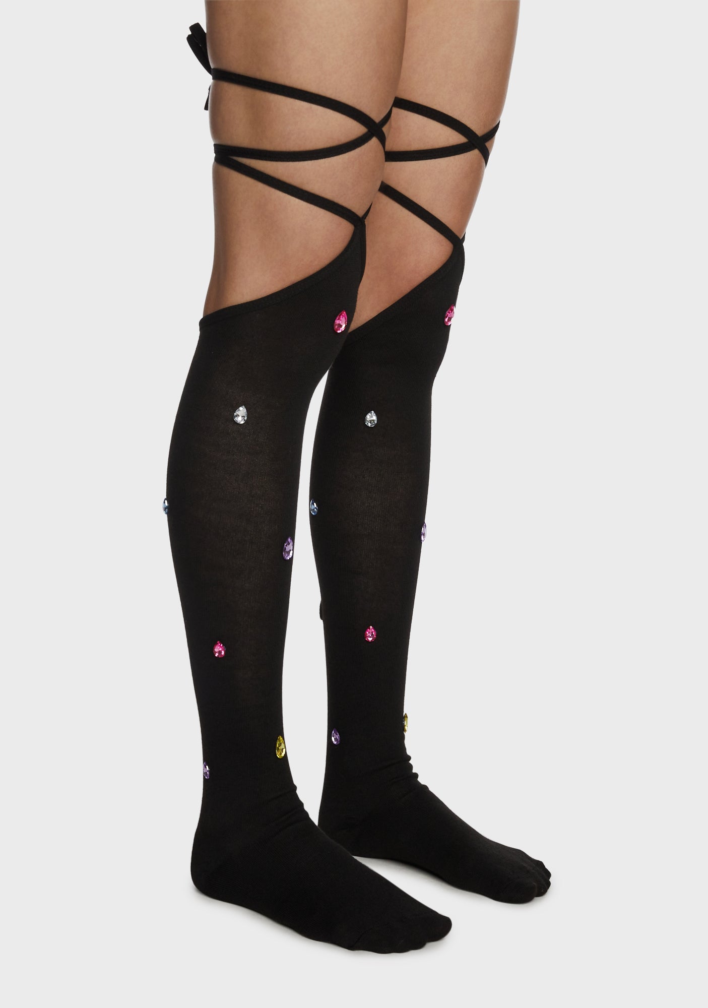 Radiant Steps Thigh High Socks Black Dolls Kill