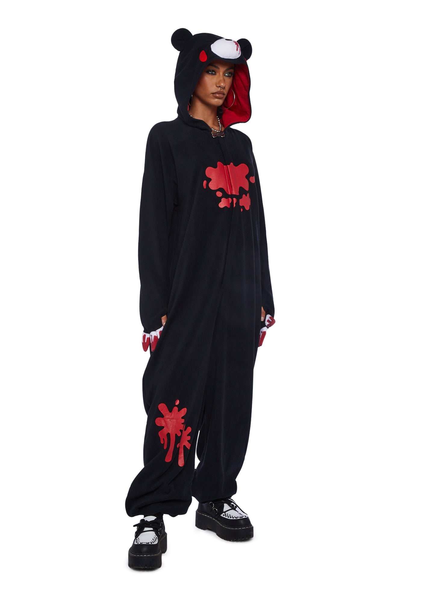 Sazac Gloomy Bear Fleece Onesie - Black – Dolls Kill
