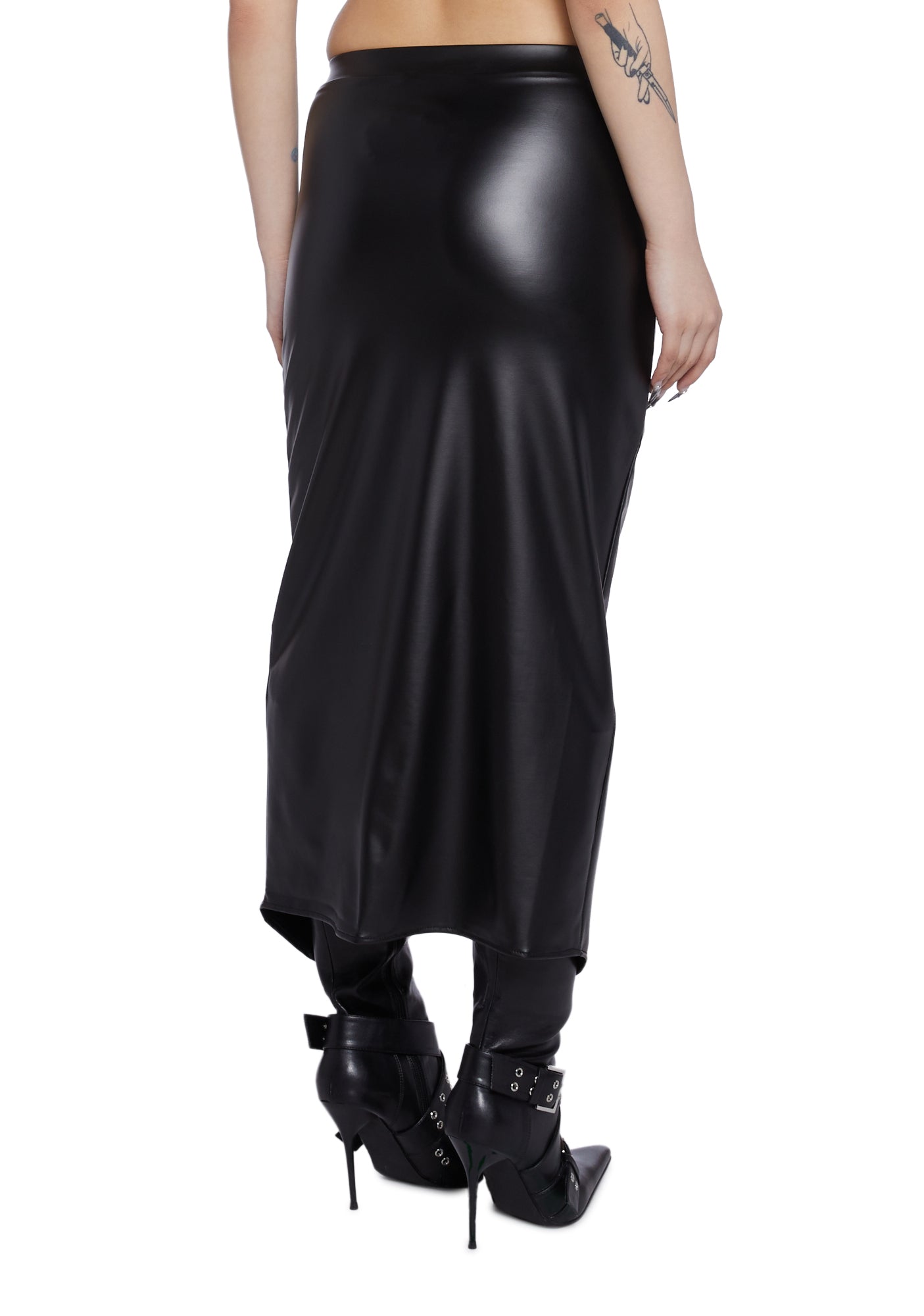 Vegan Leather Wrap Maxi Skirt - Black – Dolls Kill