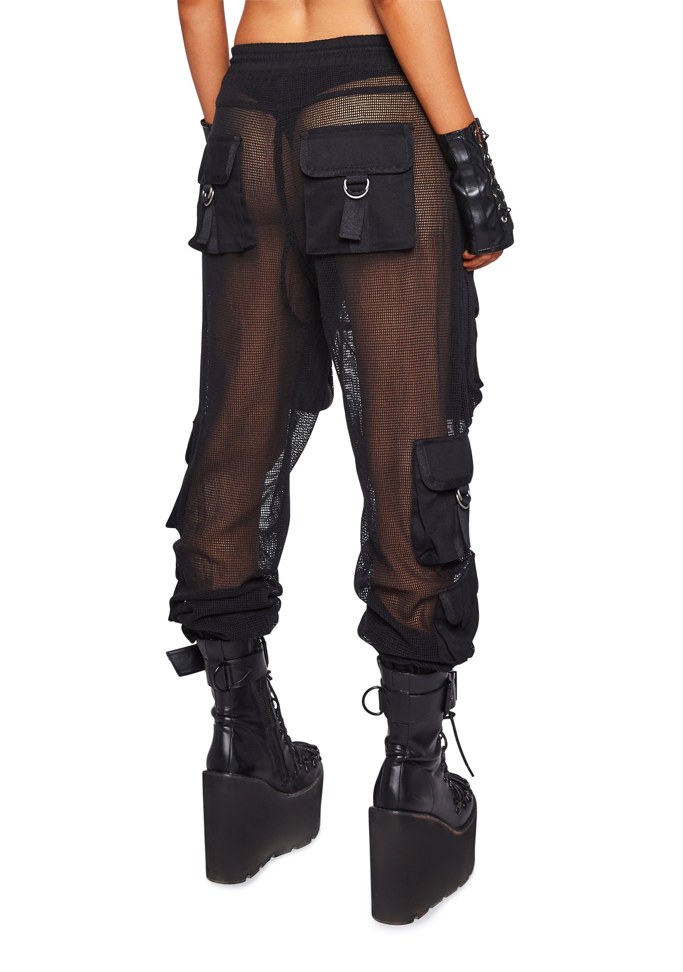Club Exx Burning Man Fishnet Cargo Pants - Black – Dolls Kill