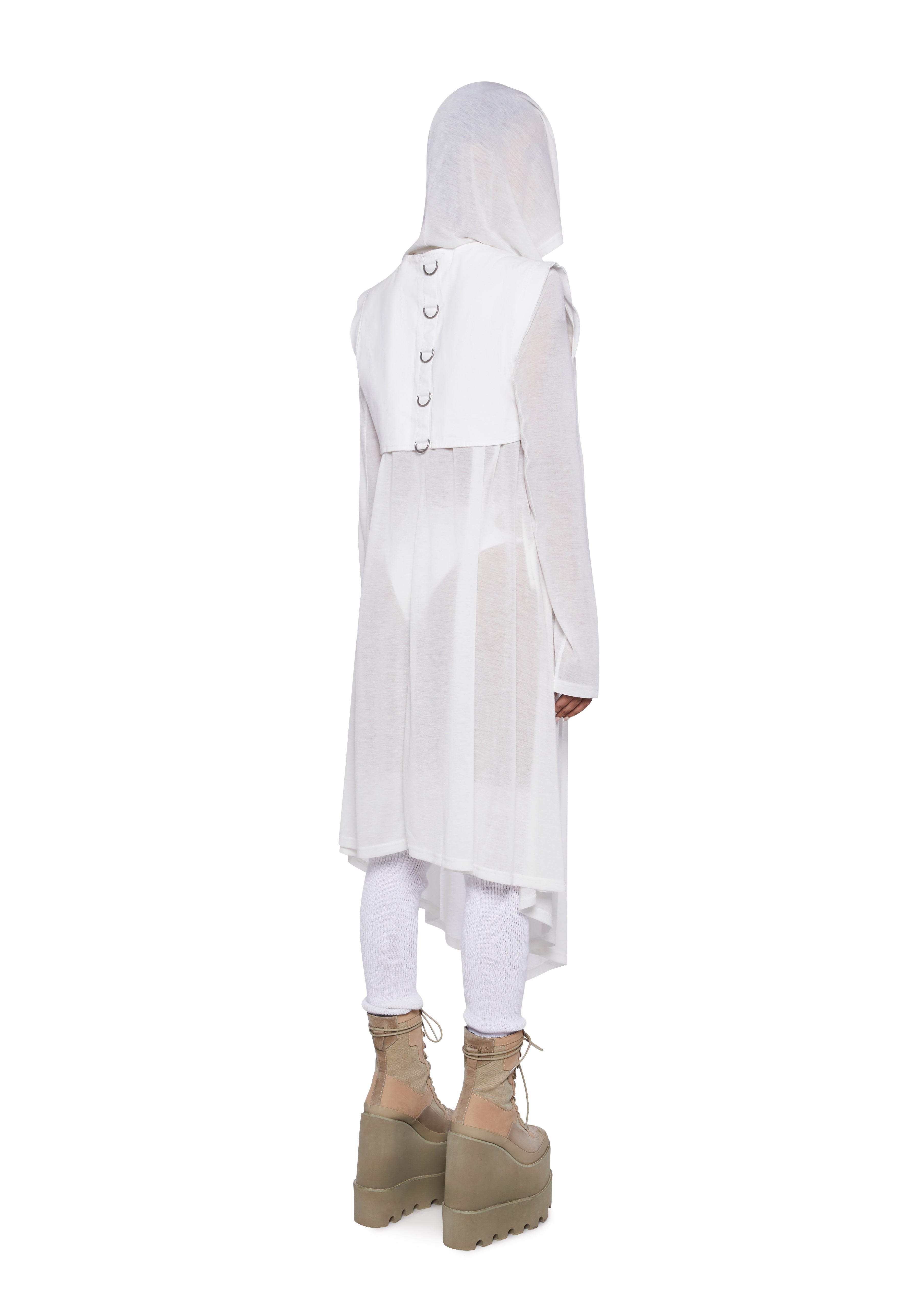 Club Exx Longline Cardigan And Cargo Vest Set White Dolls Kill