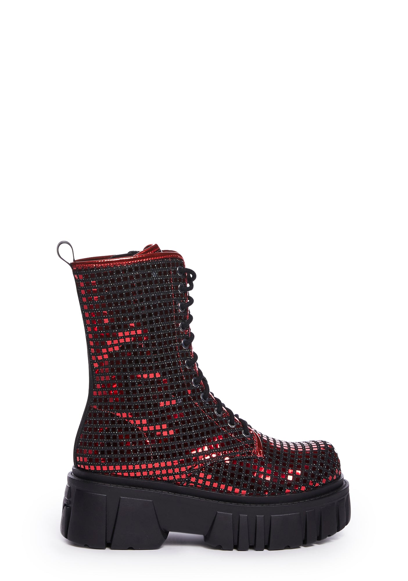 Club Exx Disco Sequin Combat Boots Red Dolls Kill