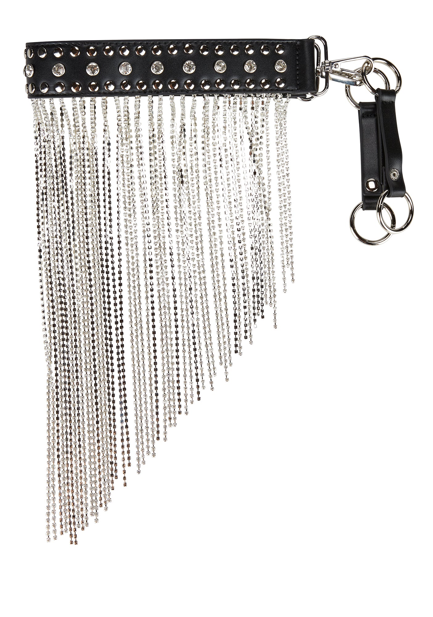 Club Exx Rhinestone Fringe Utility Pocket Belt - Black  display picture 3