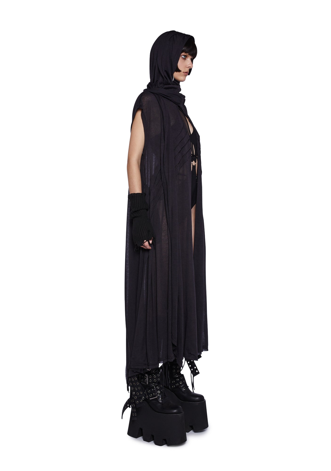 Darker Wavs Unisex Hooded Split Front Longline Cardigan