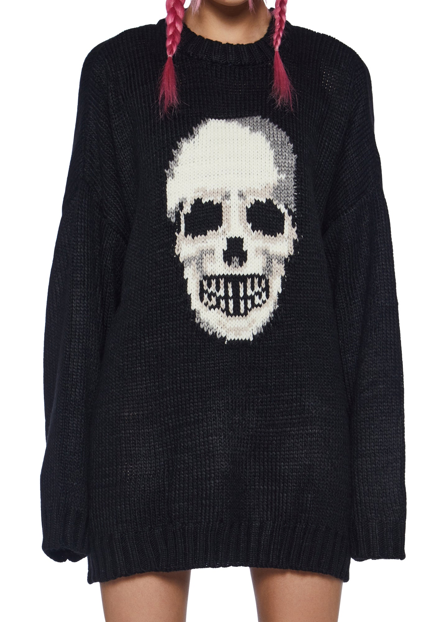 The Ragged Priest Skull Graphic Knit Sweater - Black – Dolls Kill