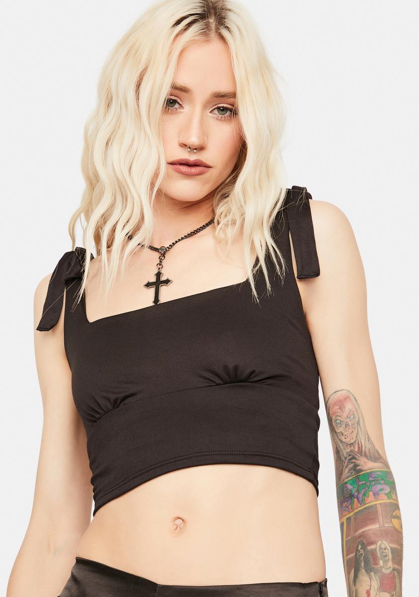 Midnight Make The Call Tie Shoulder Crop Tank,Specials : American Fashion Style Bags On Sale Midnight Make The Call Tie Shoulder Crop Tank,Specials : American Fashion Style Bags On Sale